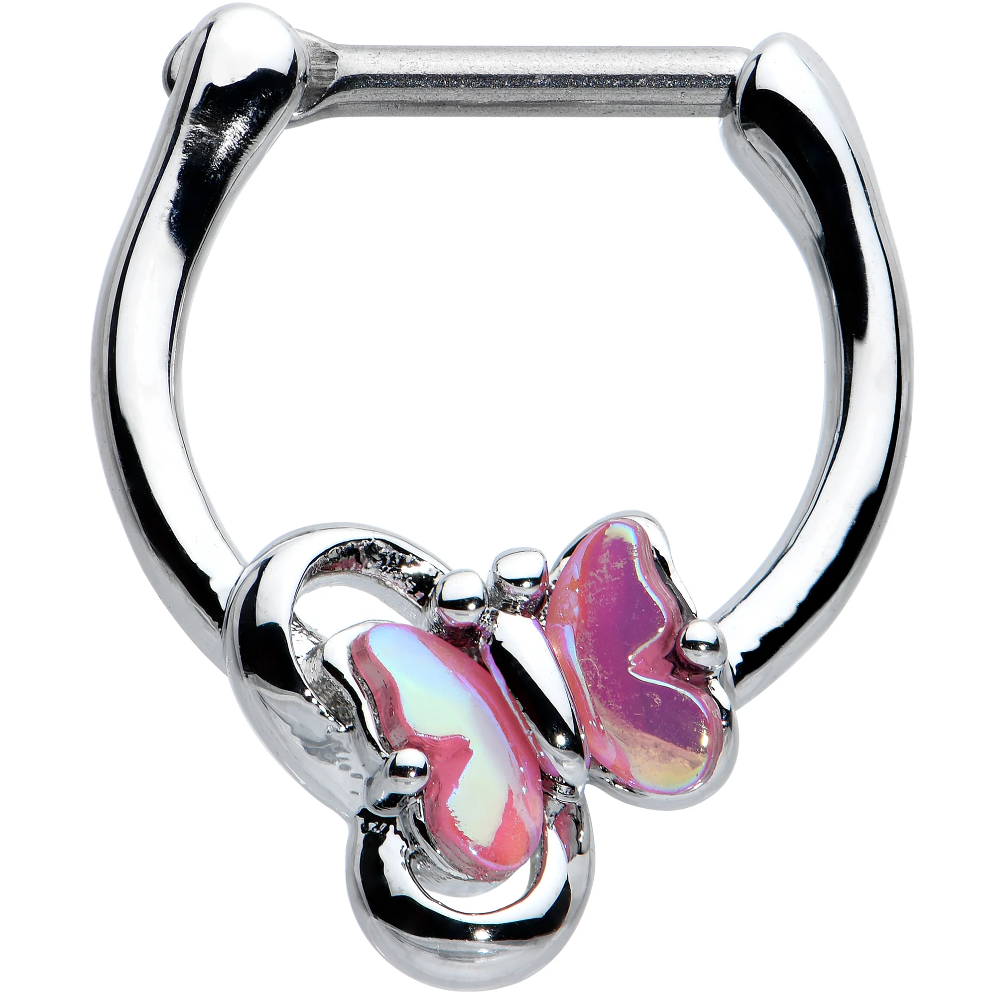 16G 5/16 Heart Pink Butterfly Cartilage Clicker