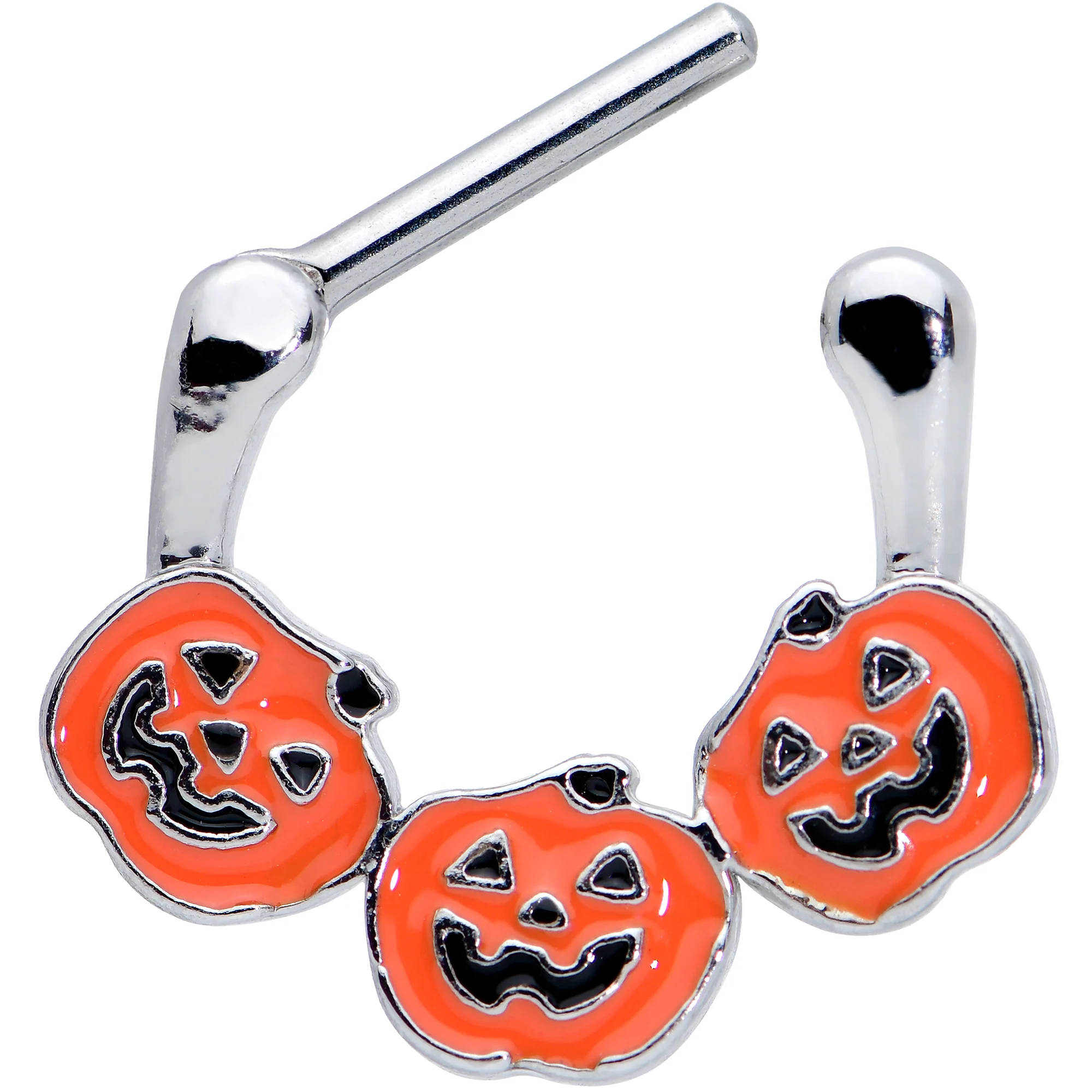 16G 5/16 Jack O Lantern Trio Pumpkin Halloween Cartilage Clicker - Image 2