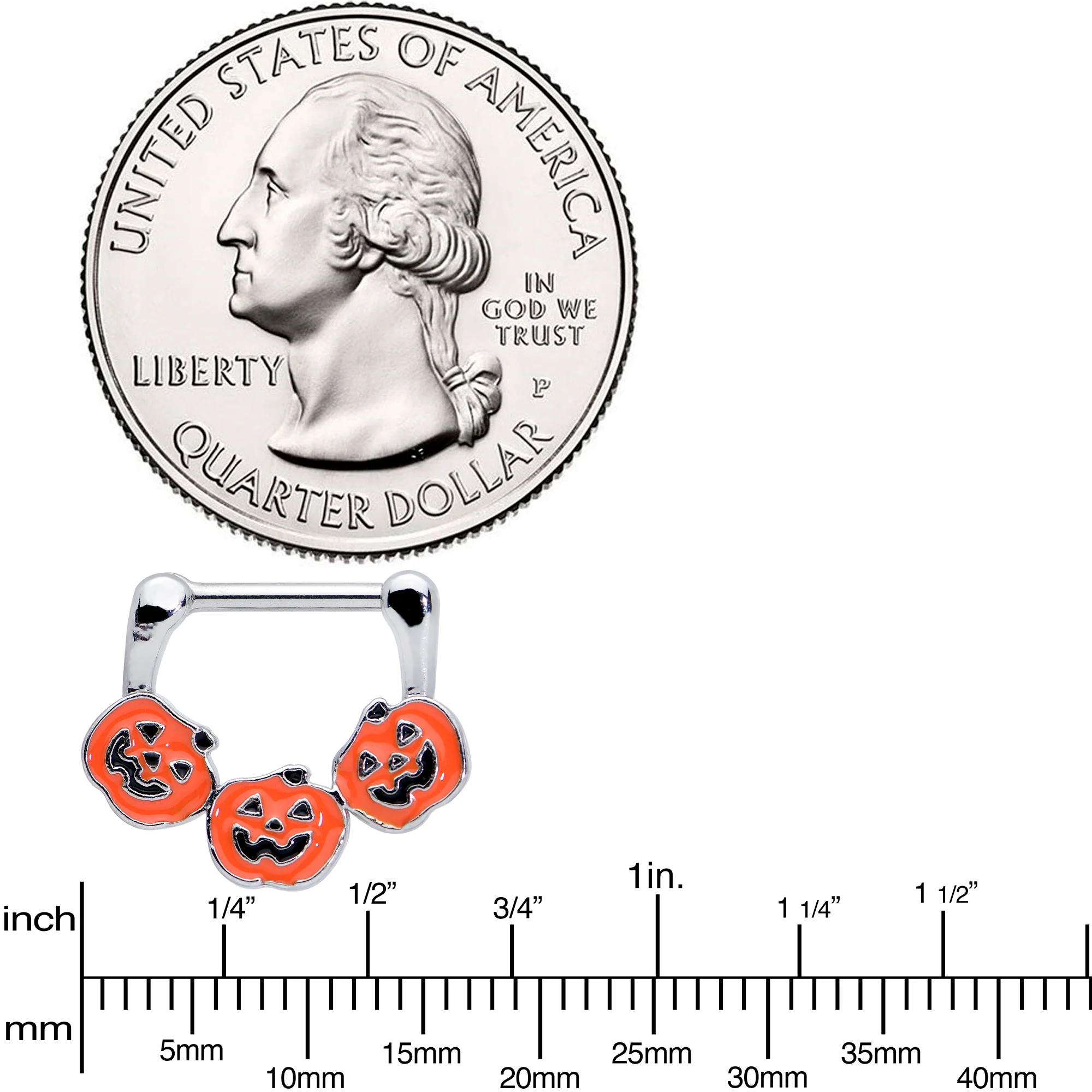 16G 5/16 Jack O Lantern Trio Pumpkin Halloween Cartilage Clicker - Image 3