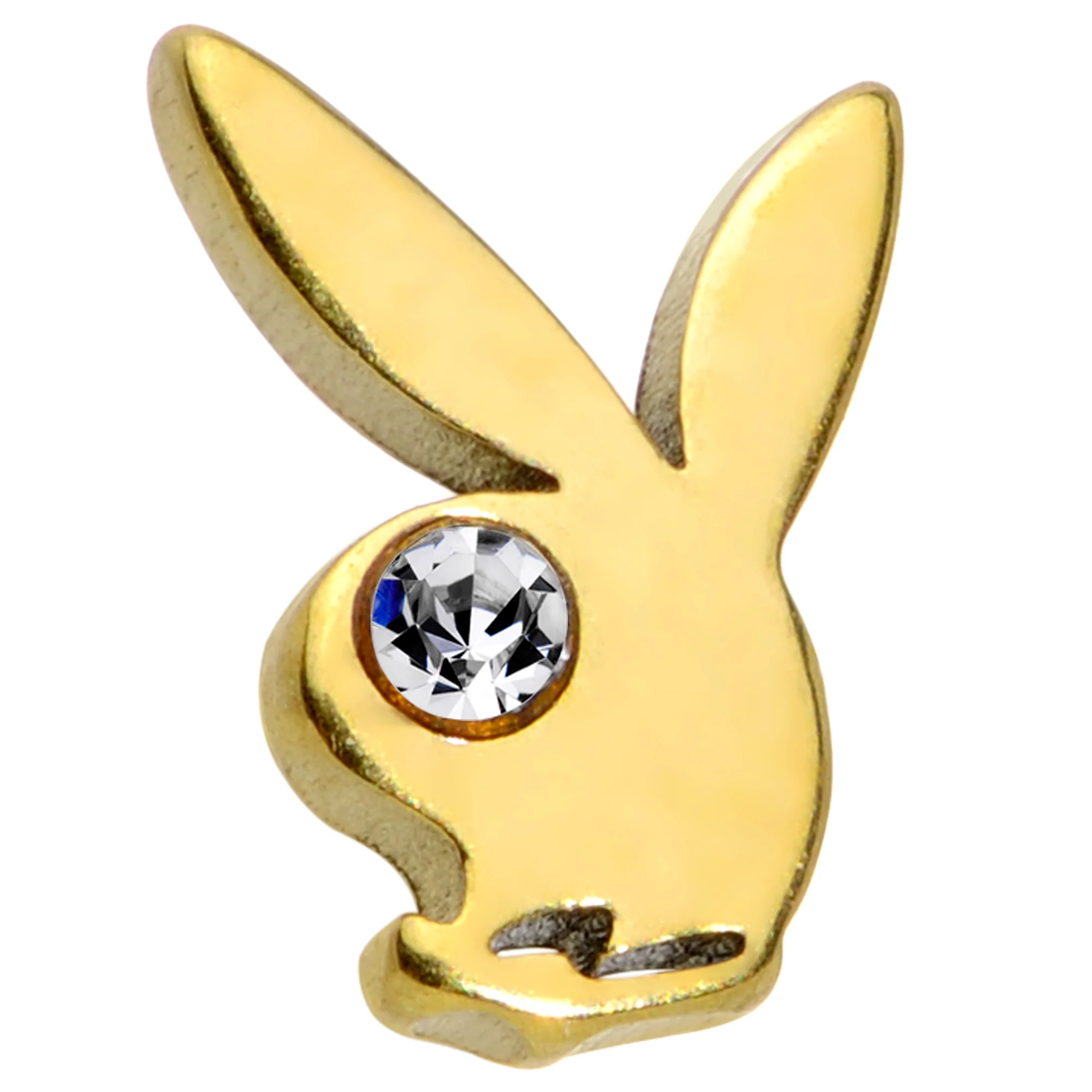 16G 5/16 Licensed Playboy CZ Gem Gold Tone Internal Thread Labret - Image 2