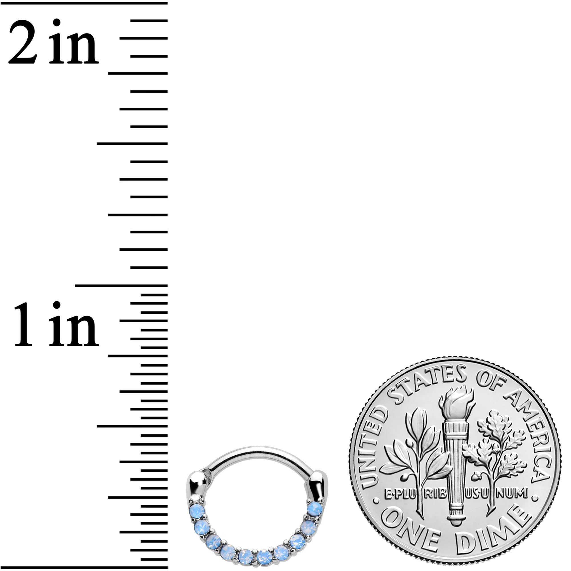 16G 5/16 Light Blue Gem Paved Cartilage Clicker - Image 3