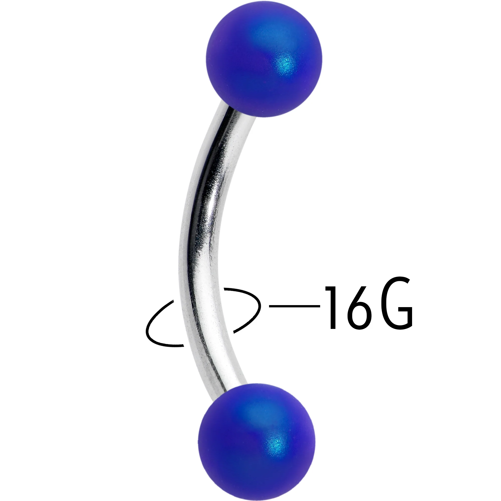 16G 5/16 Matte Blue Aurora Curved Eyebrow Ring - Image 4