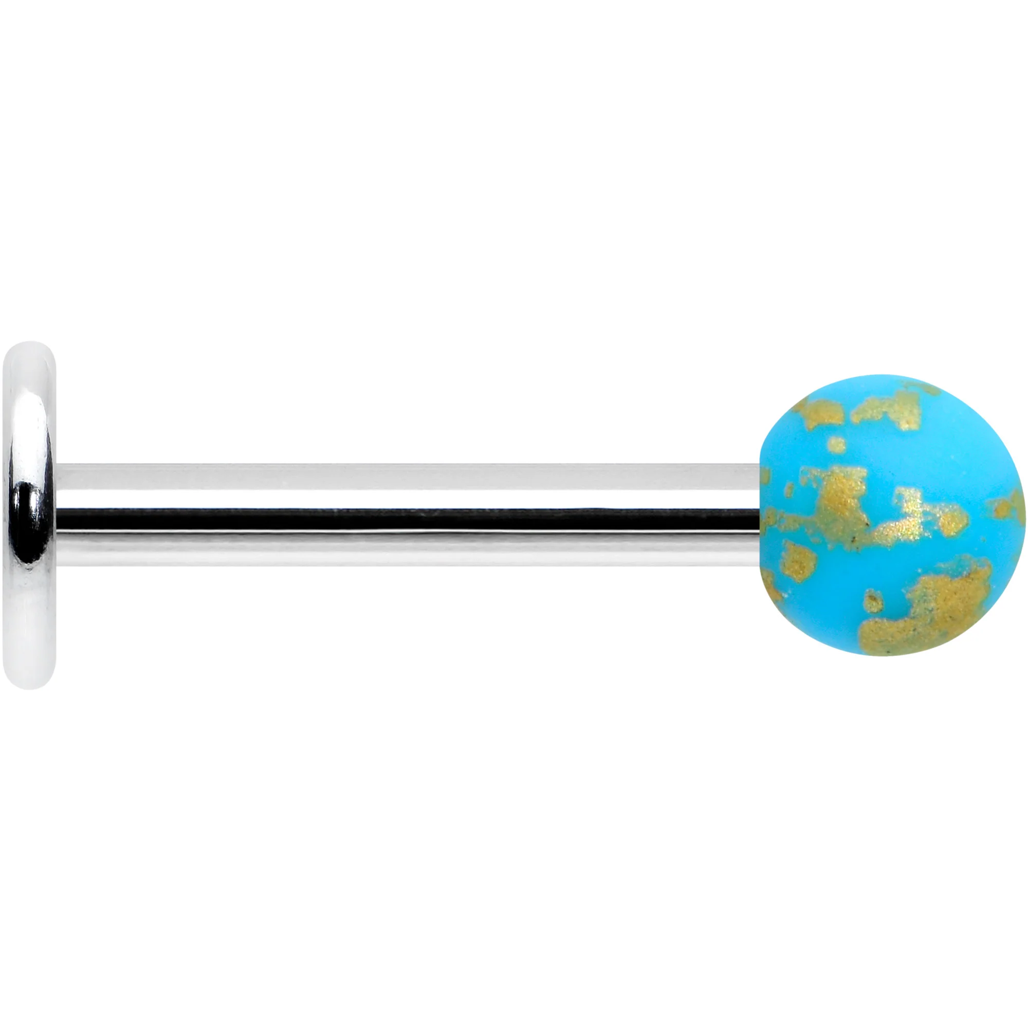 16G 5/16 Matte Blue Splatter Pattern Labret Monroe Tragus - Image 2