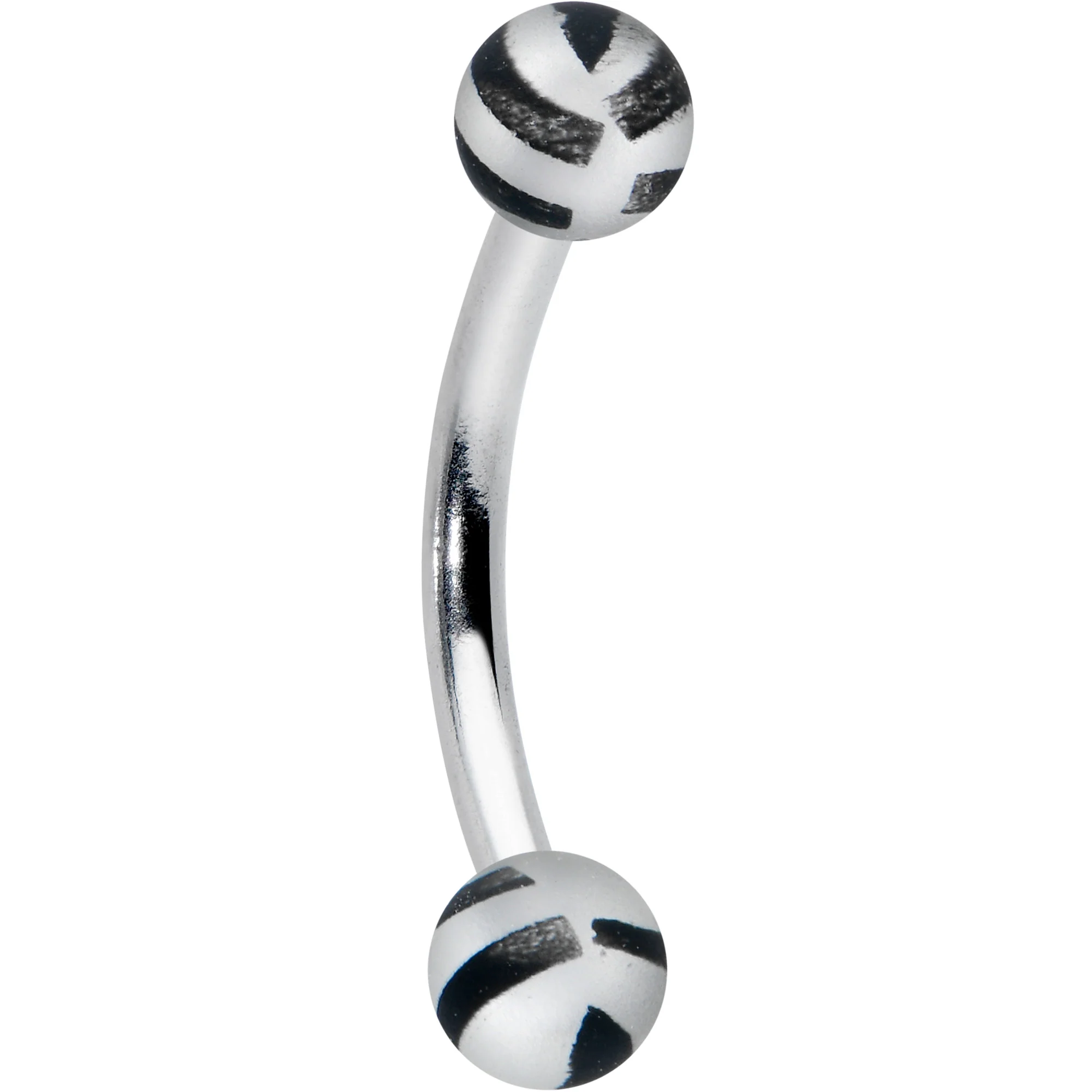 16G 5/16 Matte Grey Zebra Stripe Curved Eyebrow Ring - Image 2