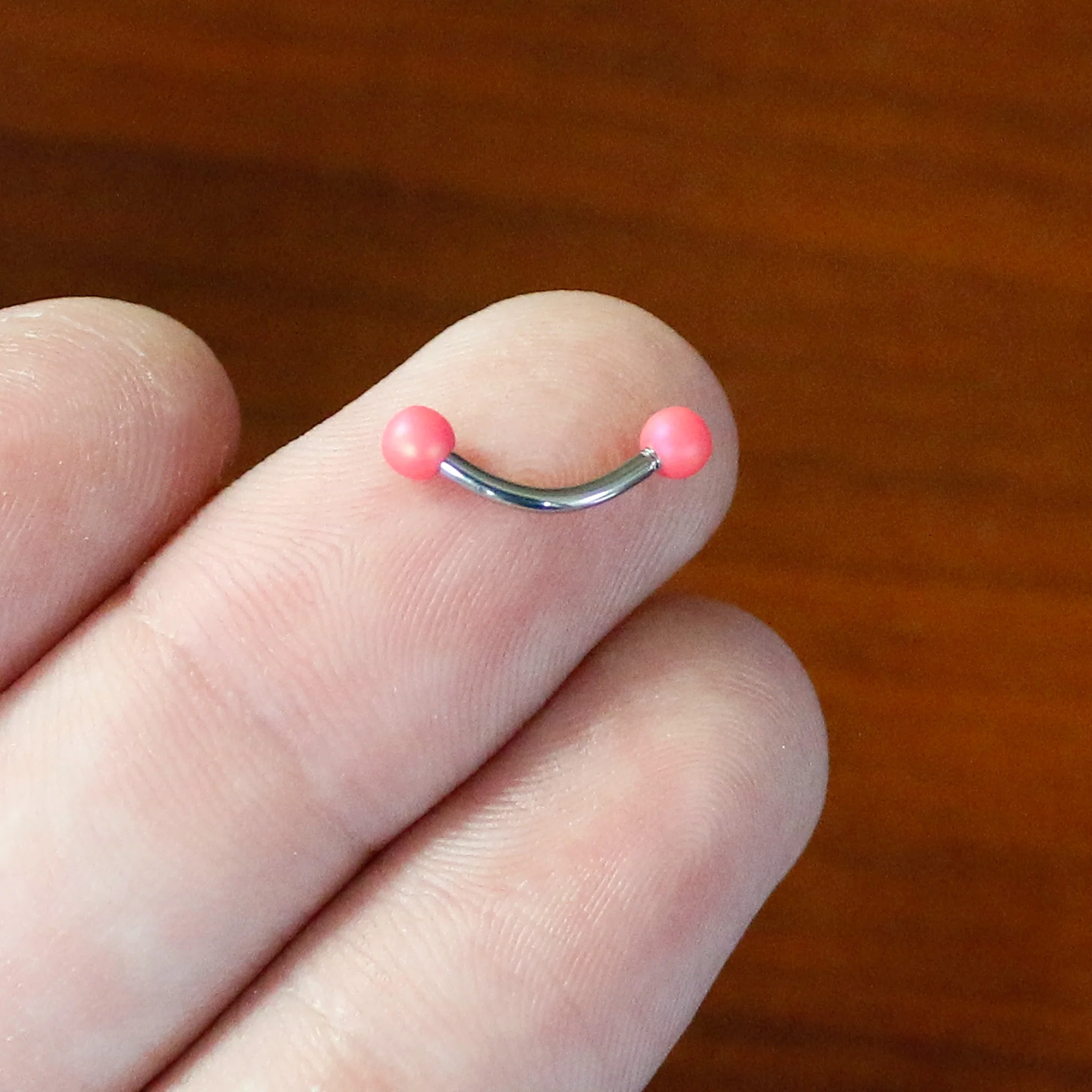 16G 5/16 Matte Pink Aurora Curved Eyebrow Ring - Image 6