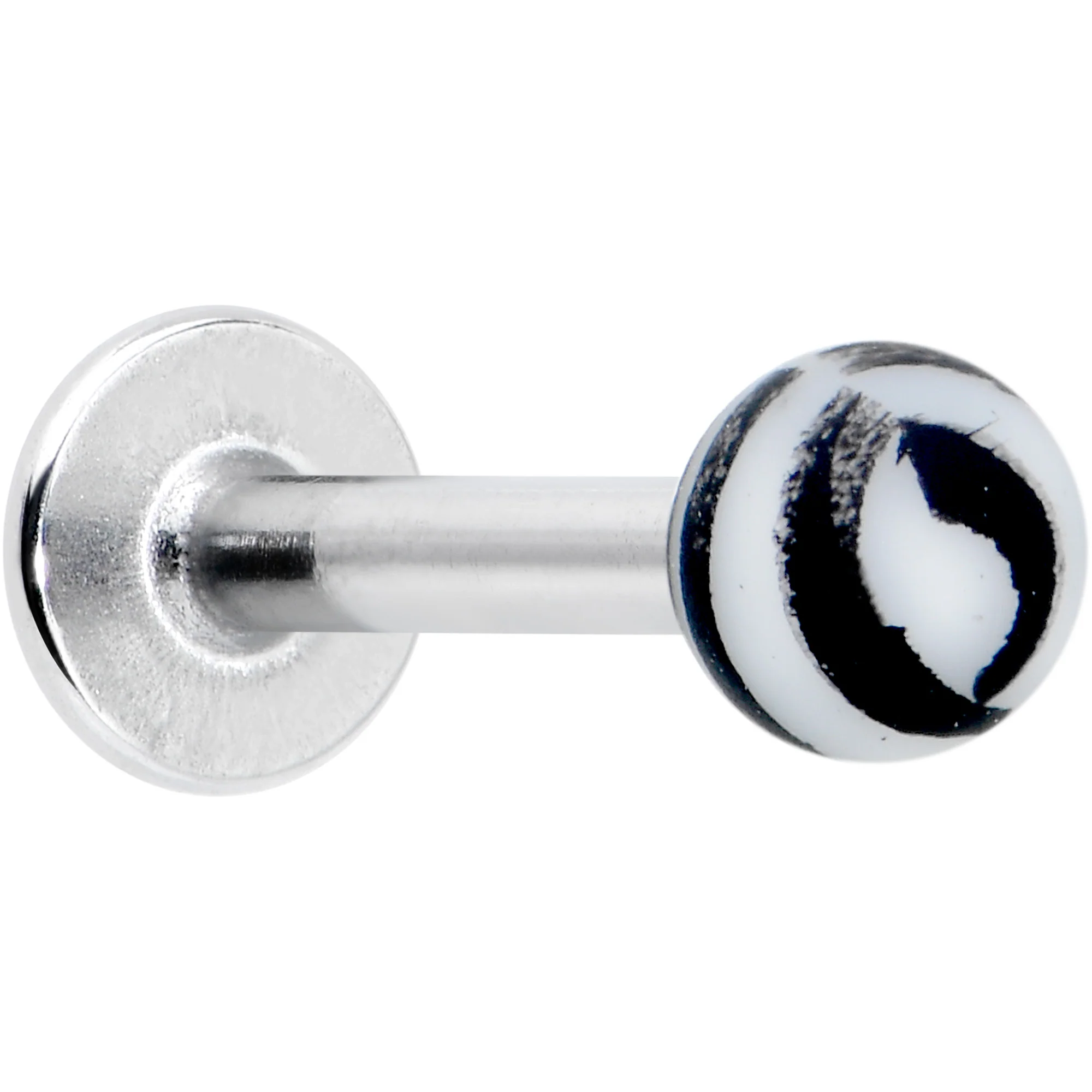 16G 5/16 Matte White Zebra Stripe Labret Monroe Tragus