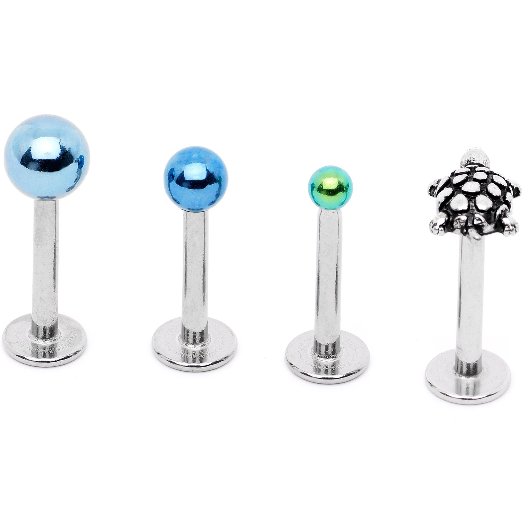 16G 5/16 Multi Tone End Turtle Cartilage Tragus Earring Set - Image 3
