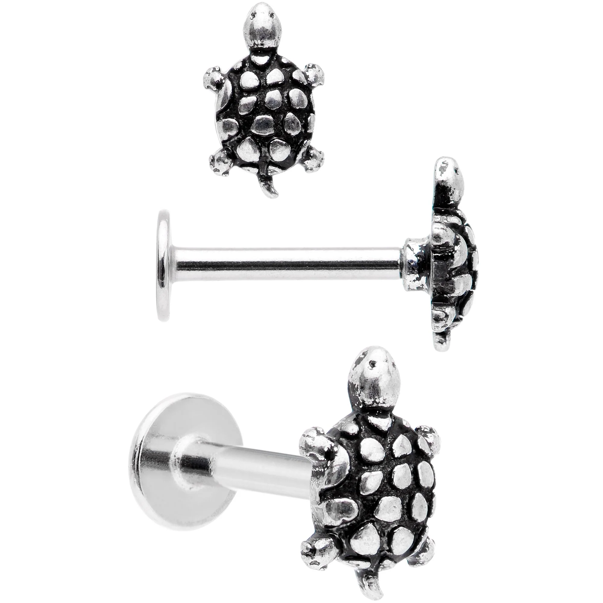 16G 5/16 Multi Tone End Turtle Cartilage Tragus Earring Set - Image 5