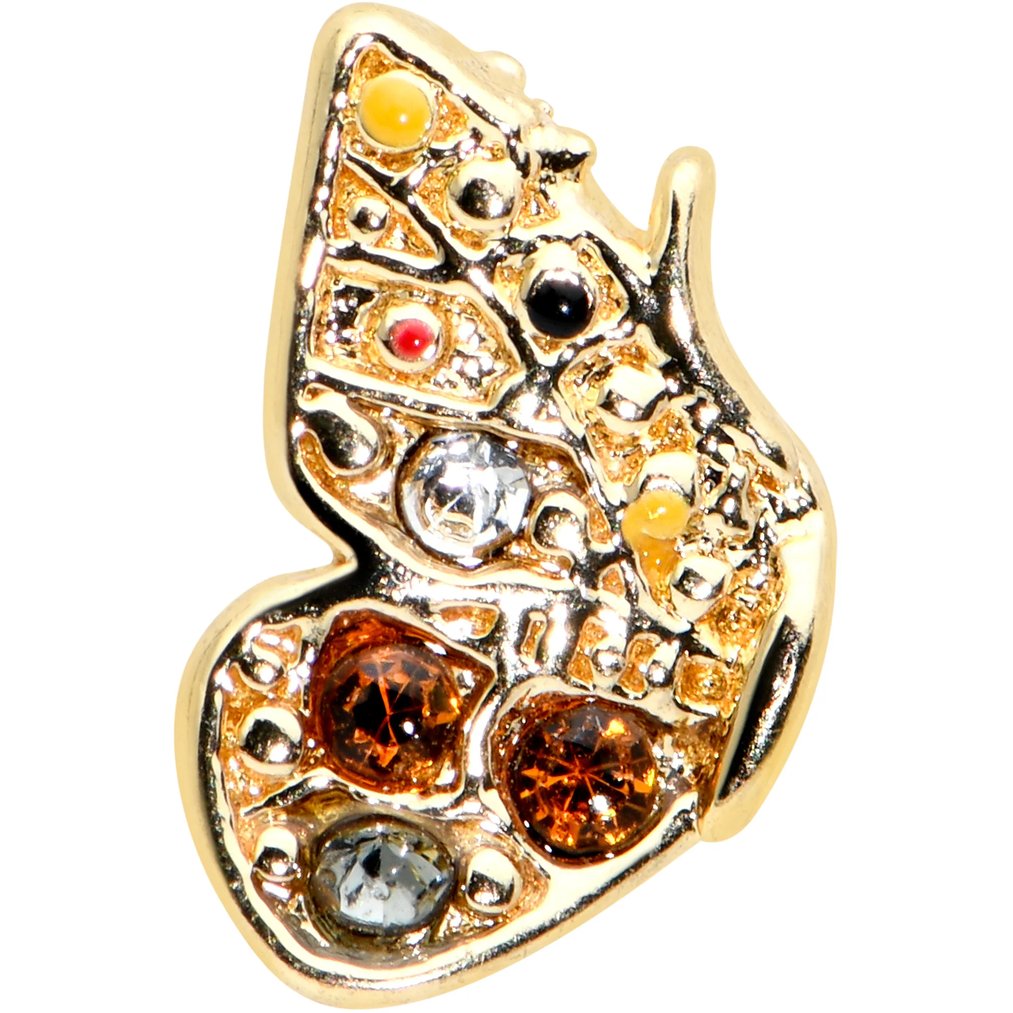 16G 5/16 Orange Gem Gold Tone Baroque Butterfly Labret Monroe Tragus - Image 2