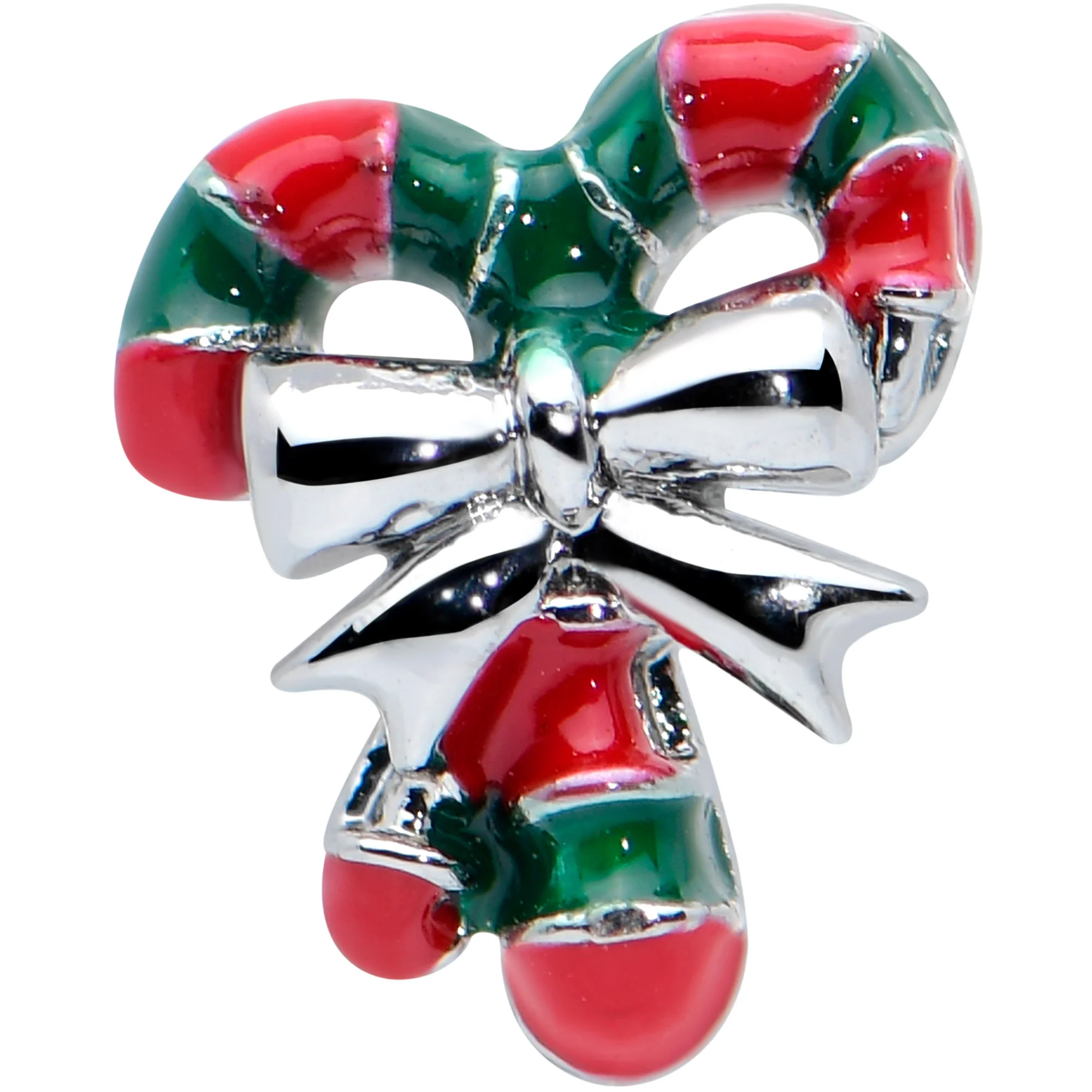 16G 5/16 Pair of Candy Canes Christmas Labret Monroe Tragus - Image 2