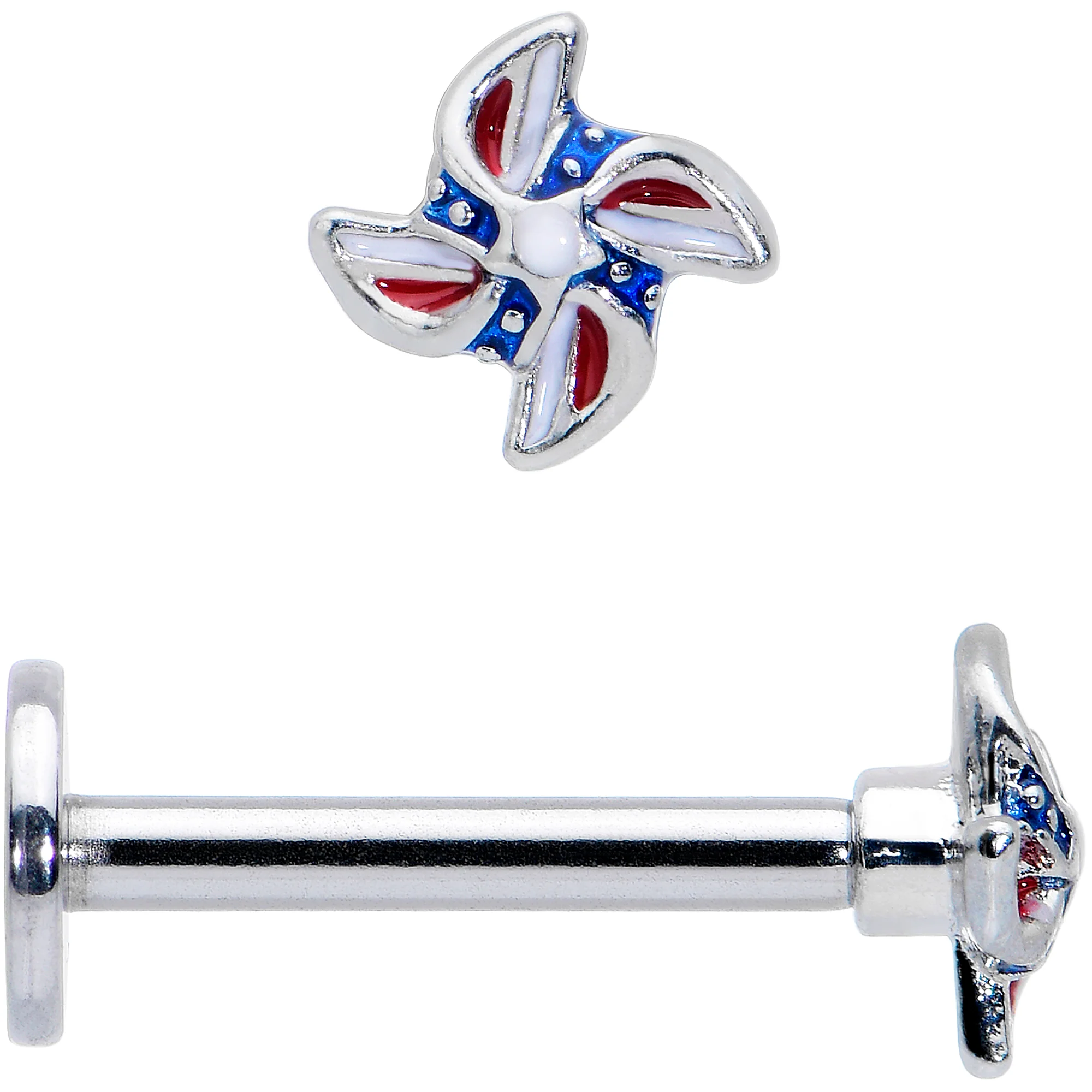 16G 5/16 Patriotic Pinwheel Labret Monroe Tragus - Image 2