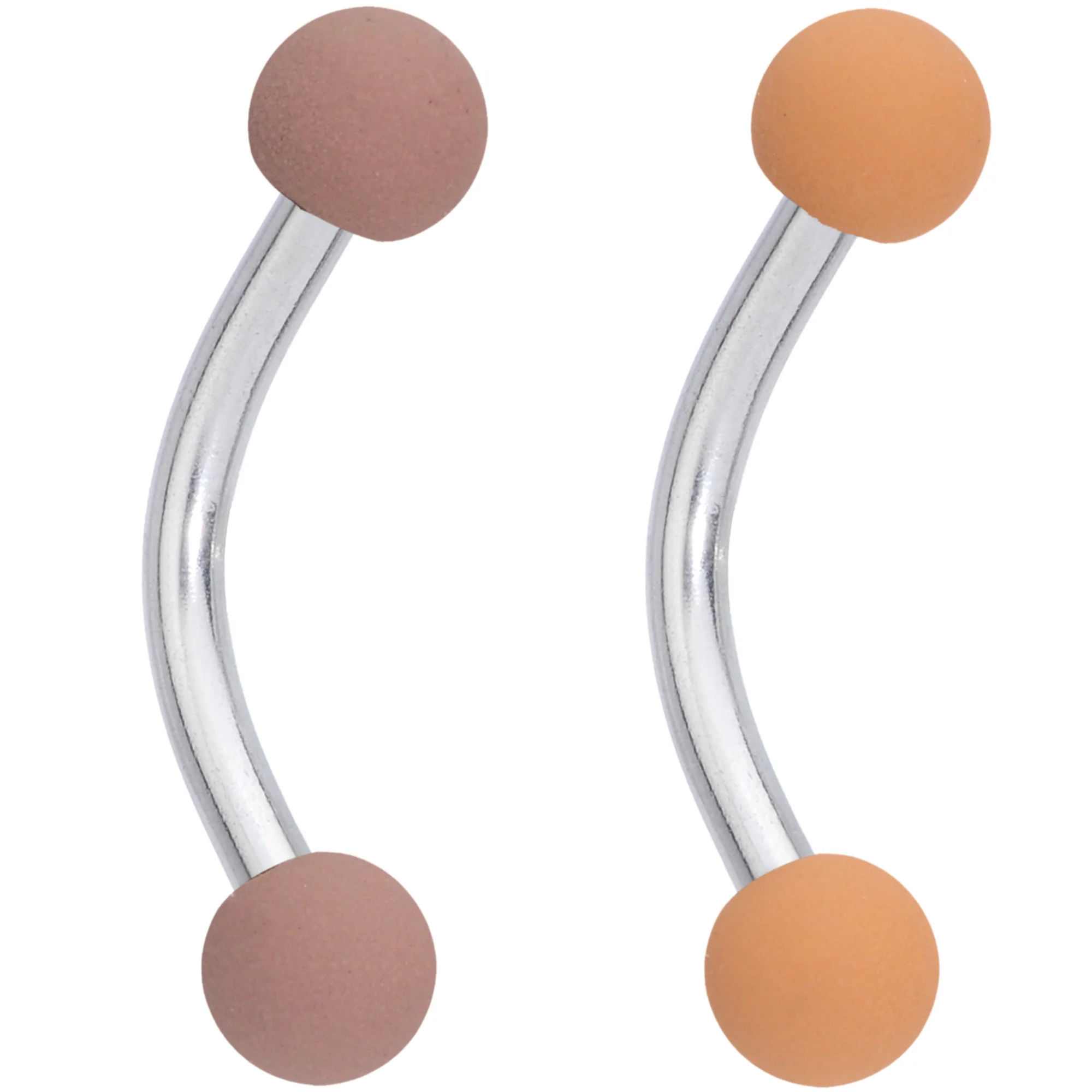 16G 5/16 Peach Tan White Brown Matte Curved Eyebrow Ring Set of 4 - Image 2