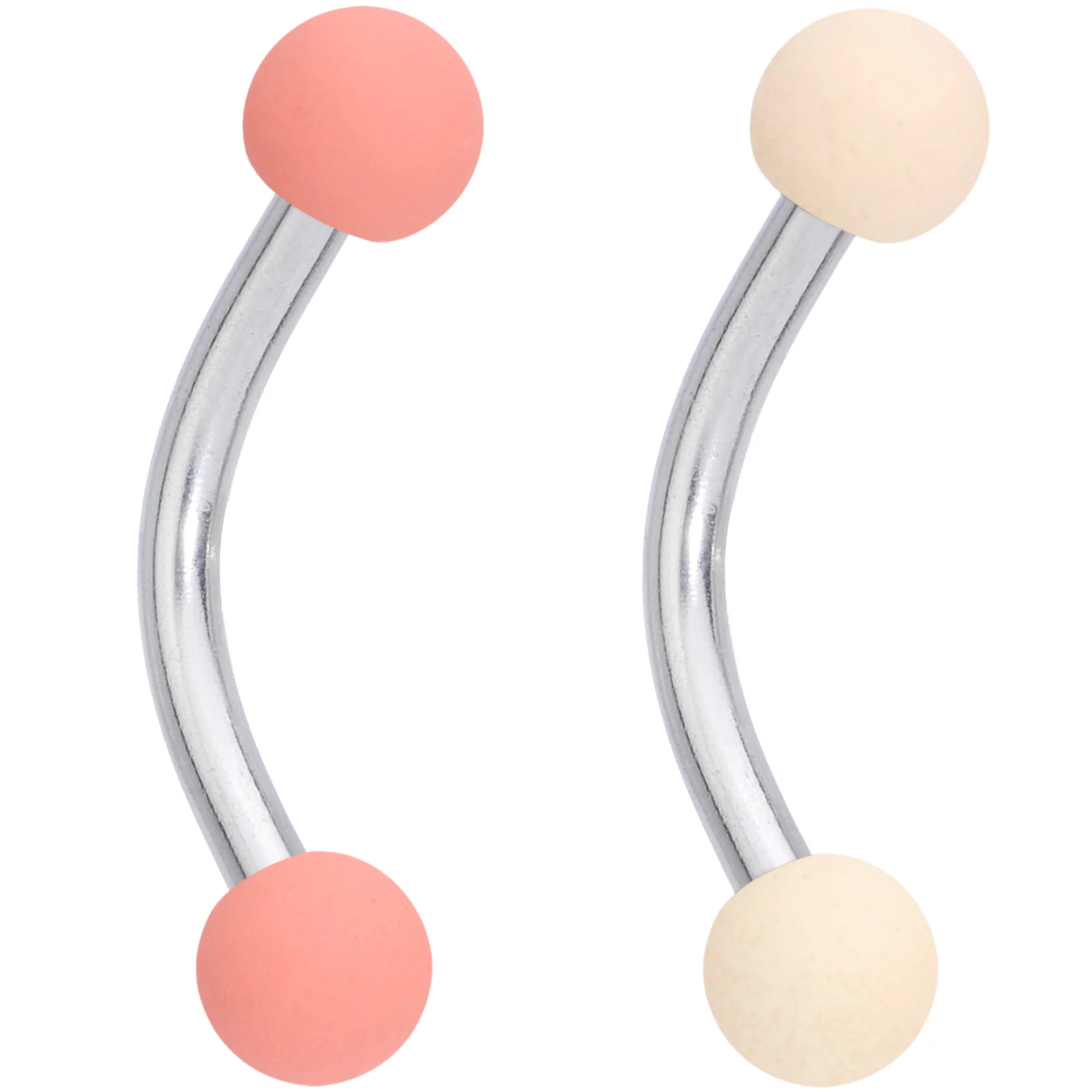 16G 5/16 Peach Tan White Brown Matte Curved Eyebrow Ring Set of 4 - Image 3