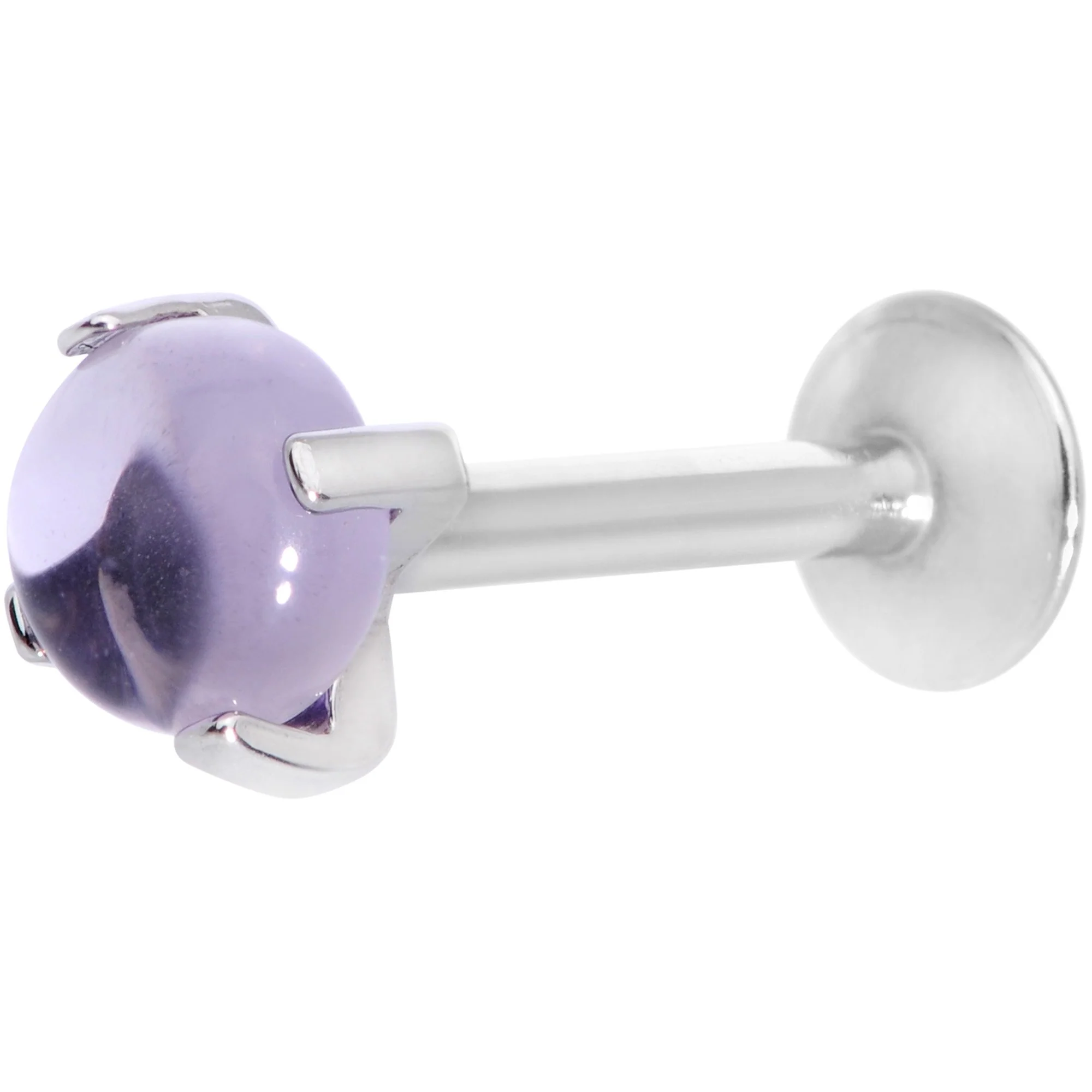 16G 5/16 Pink Amethyst Internally Threaded Labret Monroe Tragus