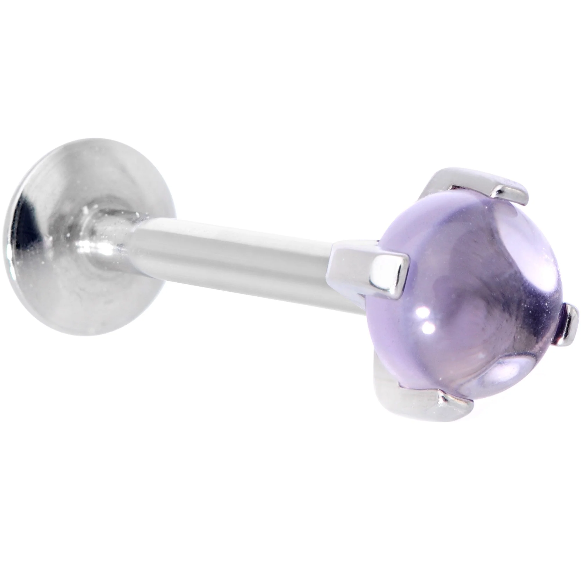 16G 5/16 Pink Amethyst Internally Threaded Labret Monroe Tragus - Image 2
