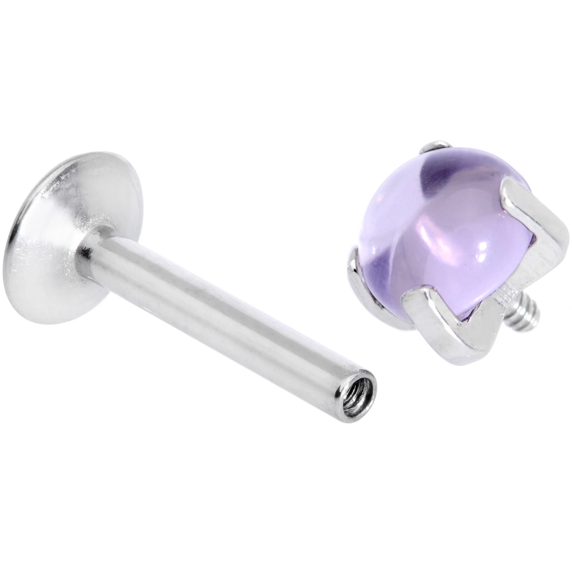 16G 5/16 Pink Amethyst Internally Threaded Labret Monroe Tragus - Image 4
