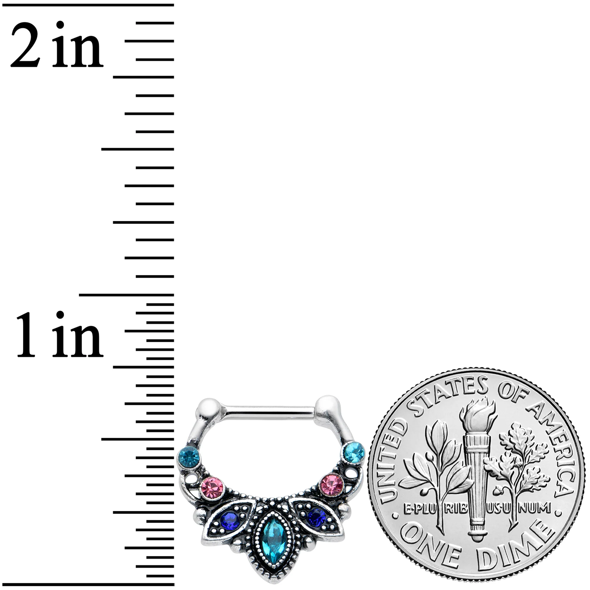 16G 5/16 Pink Blue Gem Festive Fashion Cartilage Clicker - Image 3