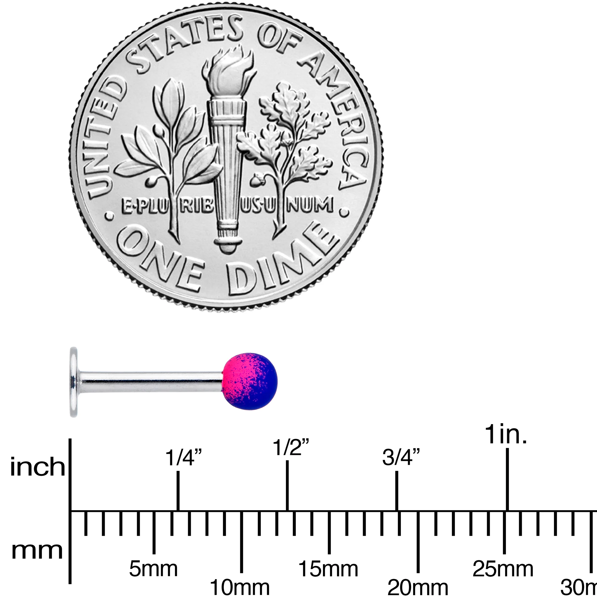 16G 5/16 Pink Blue Ombre Soft Finish Labret Monroe Tragus - Image 4