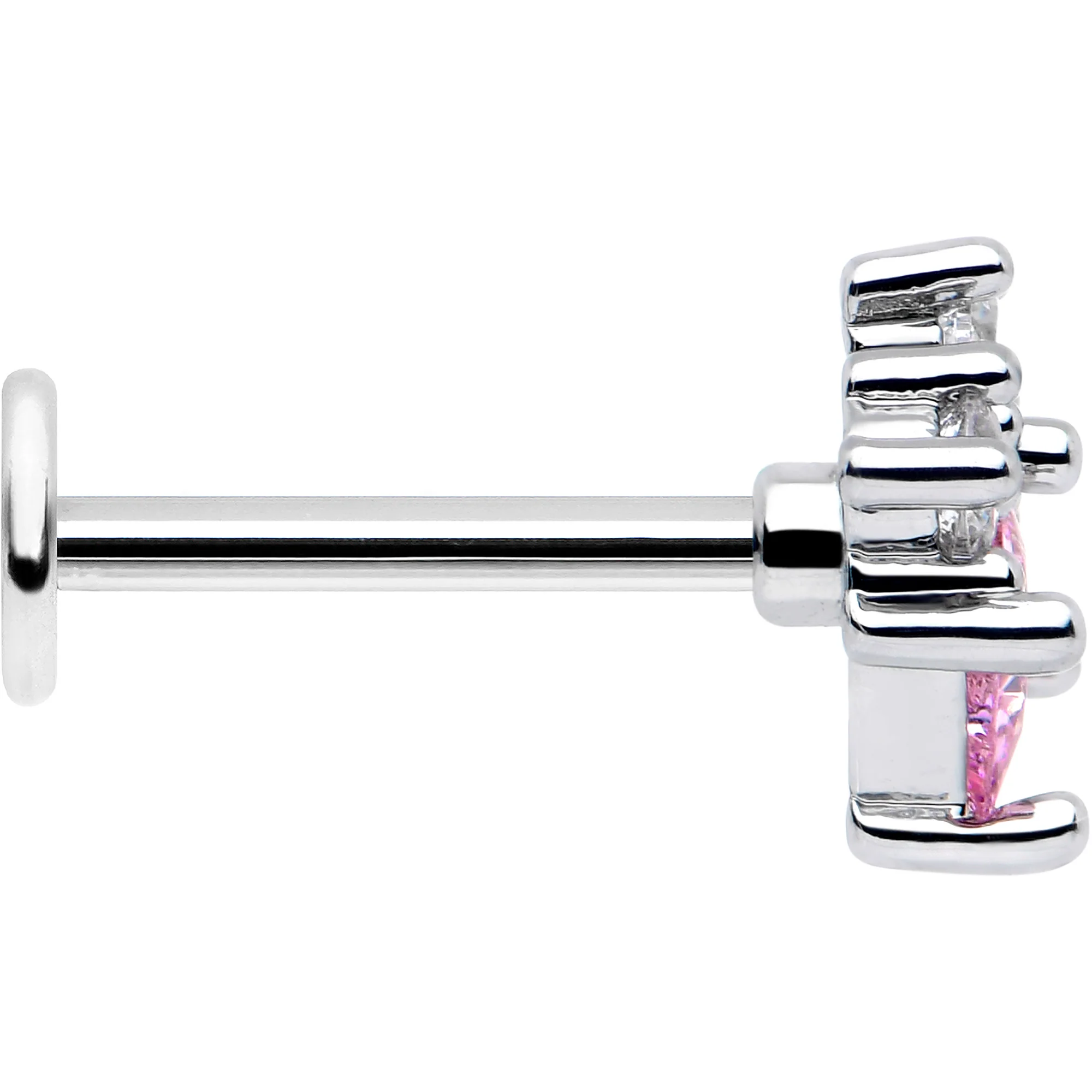 16G 5/16 Pink Clear CZ Gem Rhombus Riot Labret Monroe Tragus - Image 4