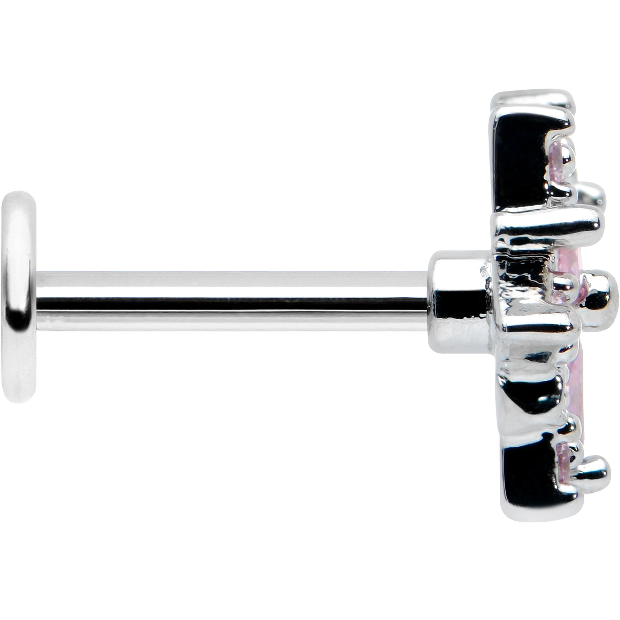 16G 5/16 Pink Clear CZ Gem Snowflake Labret Monroe Tragus - Image 3