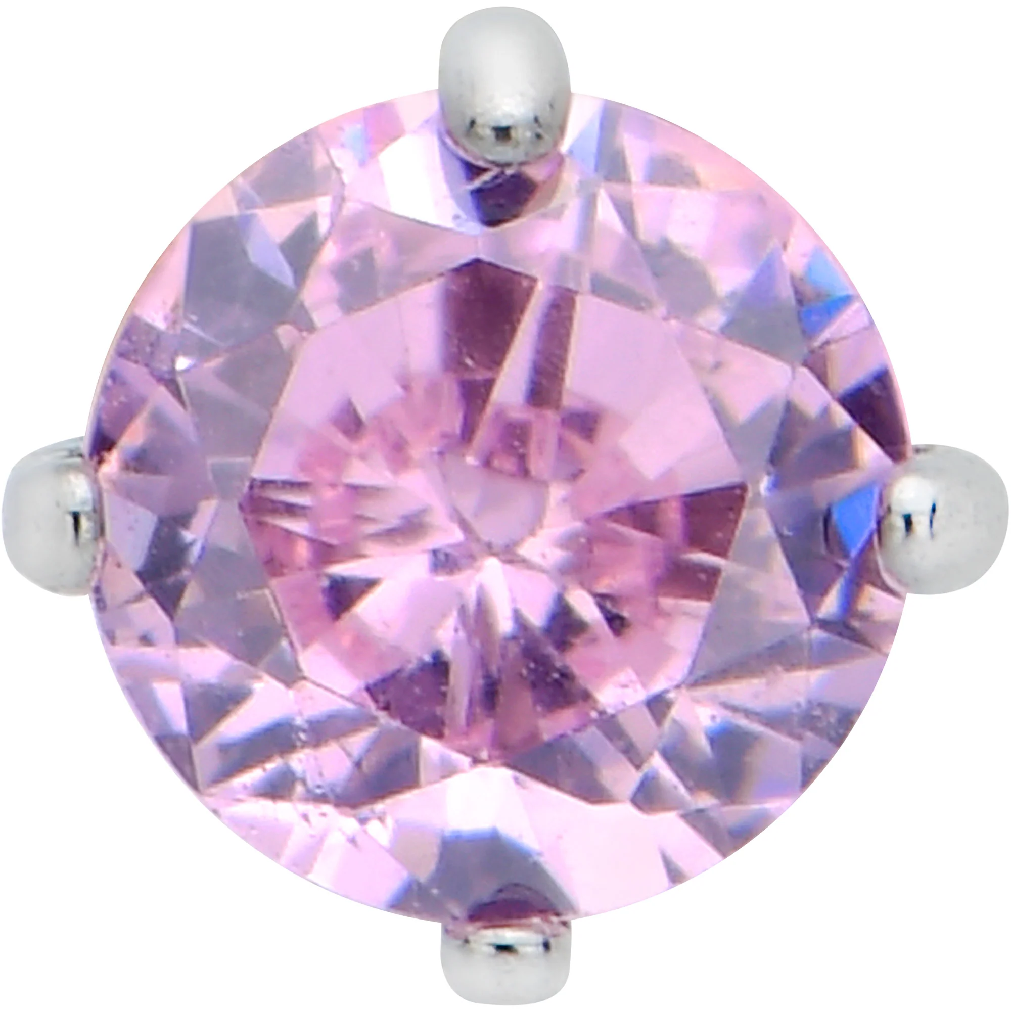 16G 5/16 Pink CZ Gem ASTM F-136 Implant Grade Titanium Hex End Labret Tragus - Image 2