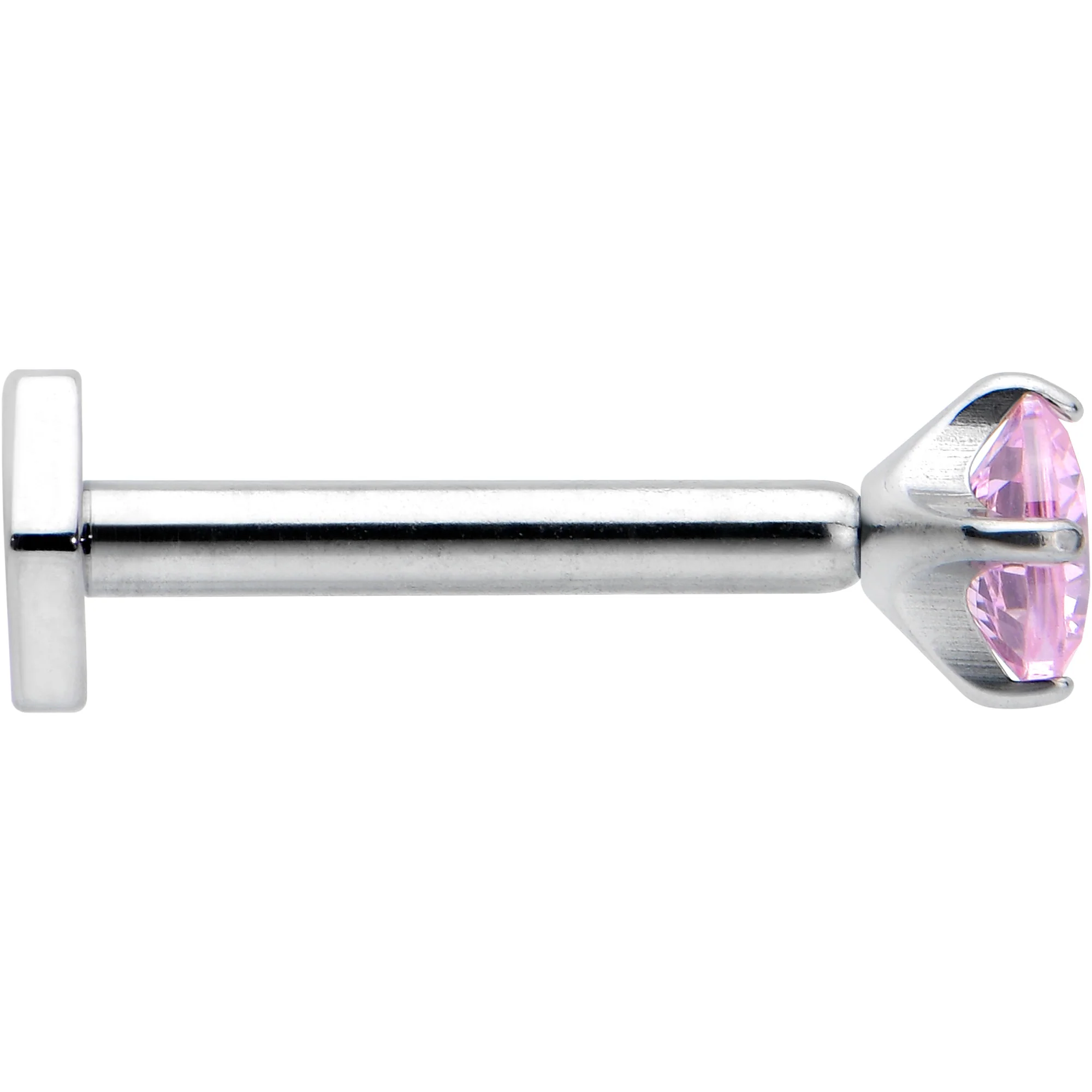 16G 5/16 Pink CZ Gem ASTM F-136 Implant Grade Titanium Hex End Labret Tragus - Image 3
