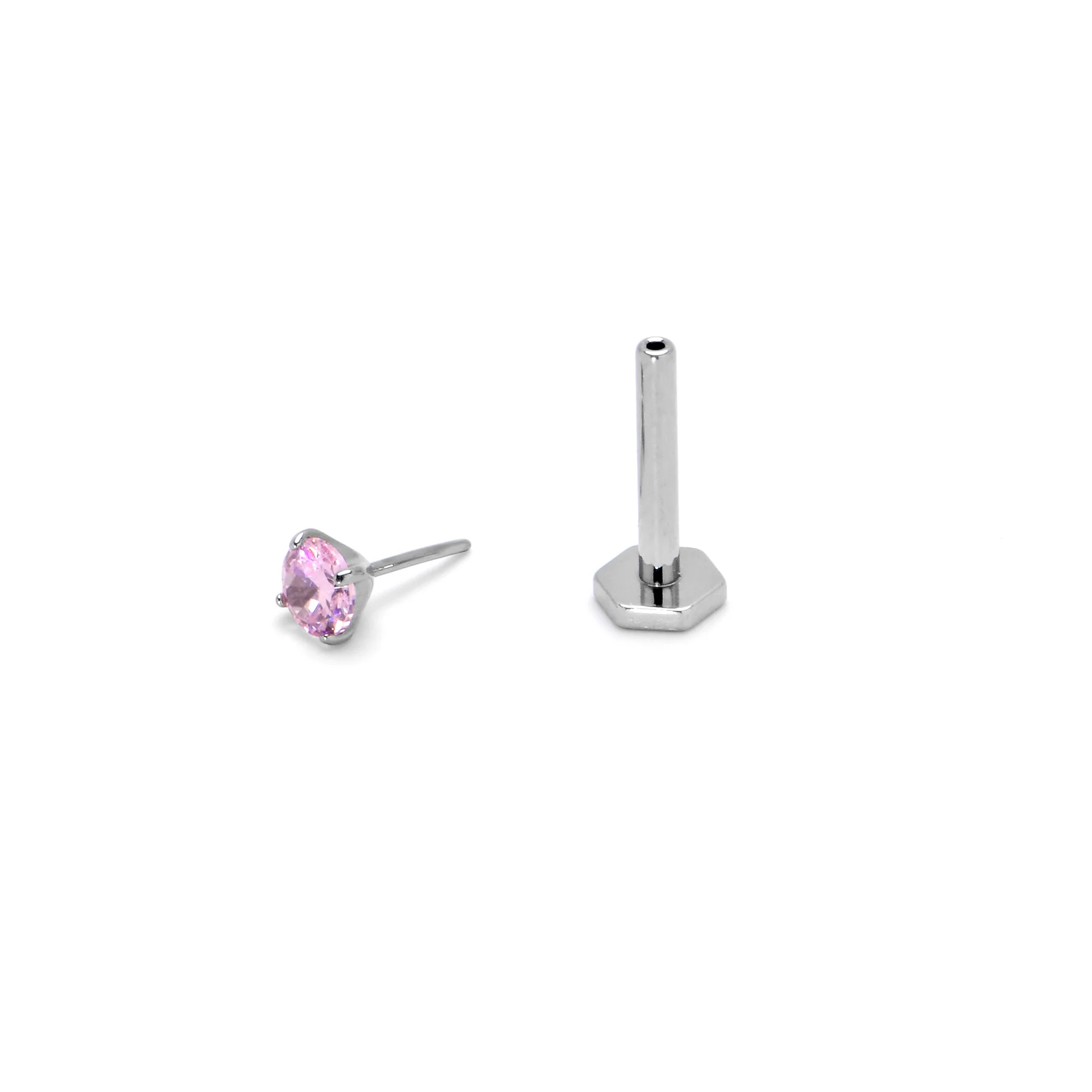 16G 5/16 Pink CZ Gem ASTM F-136 Implant Grade Titanium Hex End Labret Tragus - Image 6
