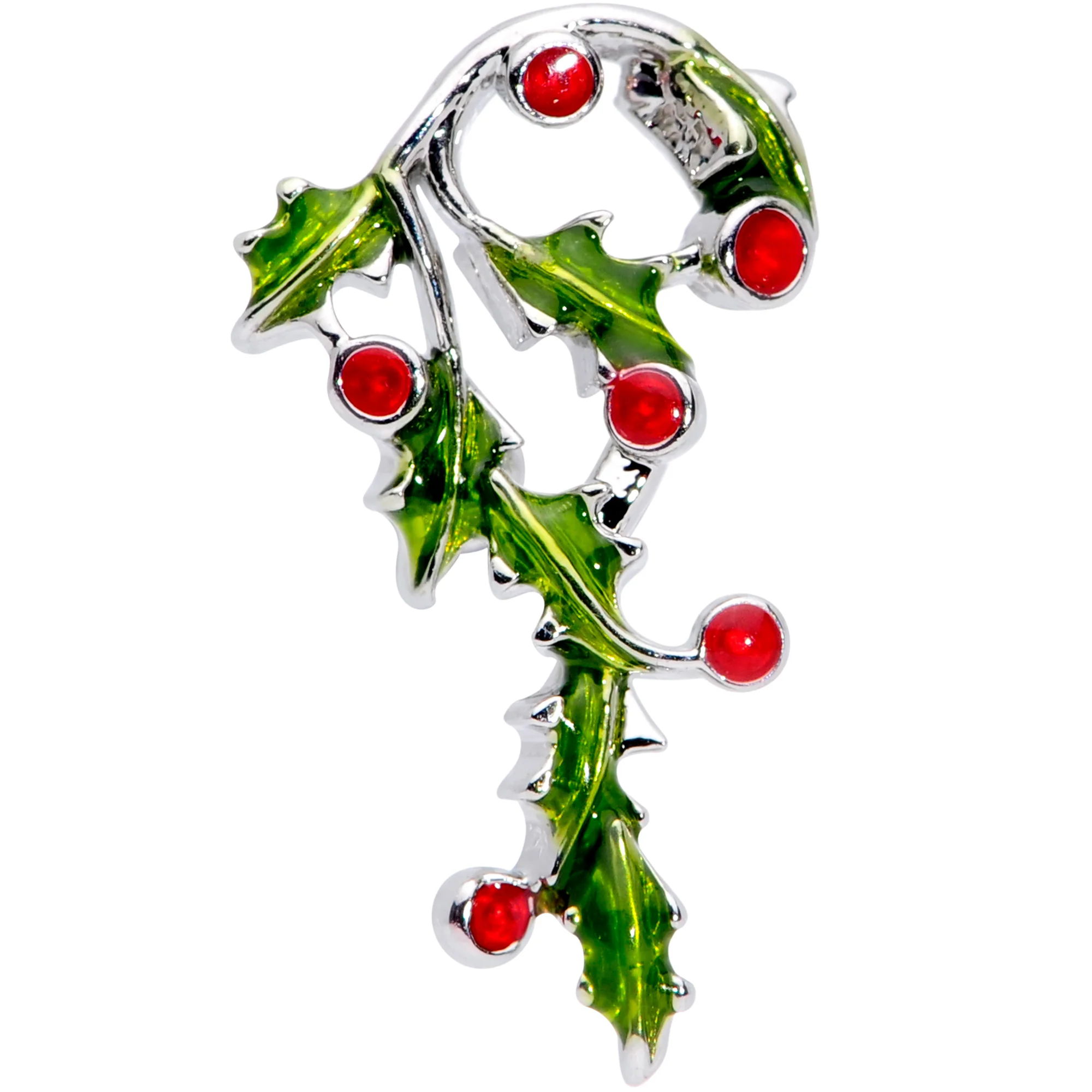 16G 5/16 Pink CZ Gem Candy Cane Holly Labret Monroe Tragus - Image 2