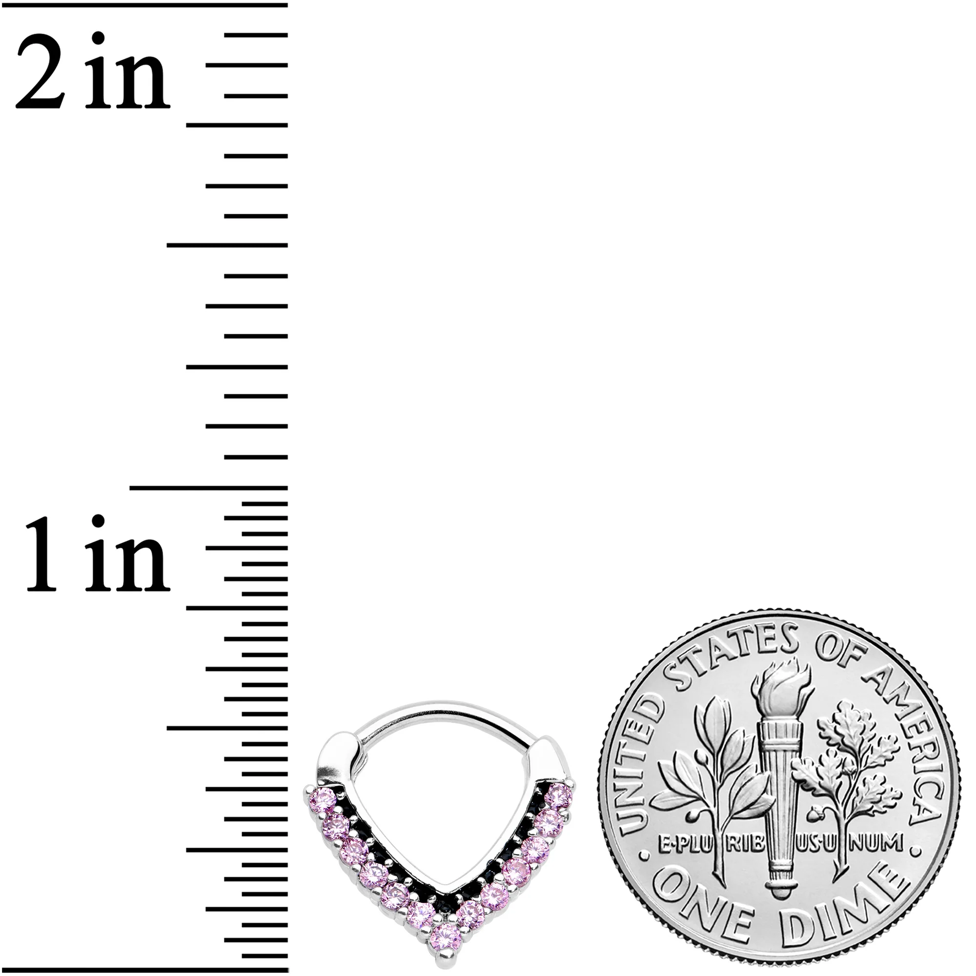 16G 5/16 Pink CZ Gem Classic Chevron Cartilage Clicker - Image 3