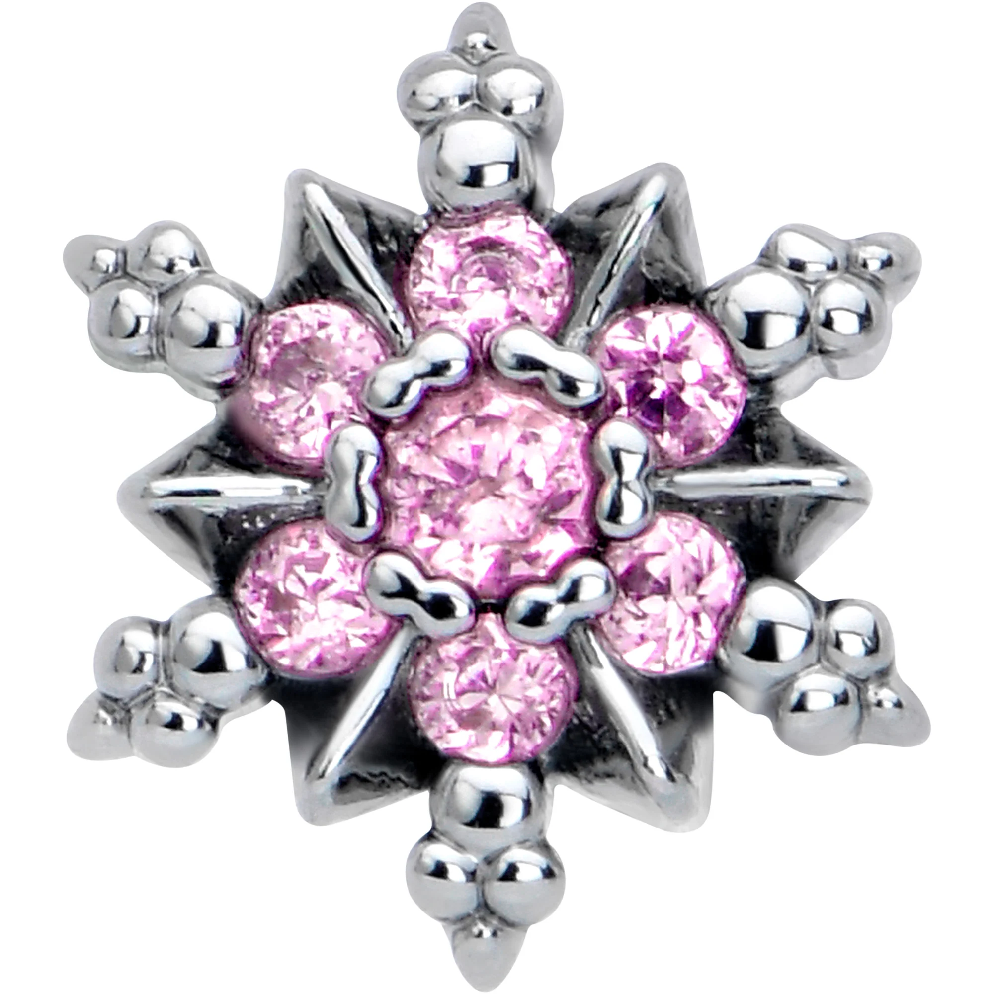 16G 5/16 Pink CZ Gem Glam Snowflake Labret Monroe Tragus - Image 3