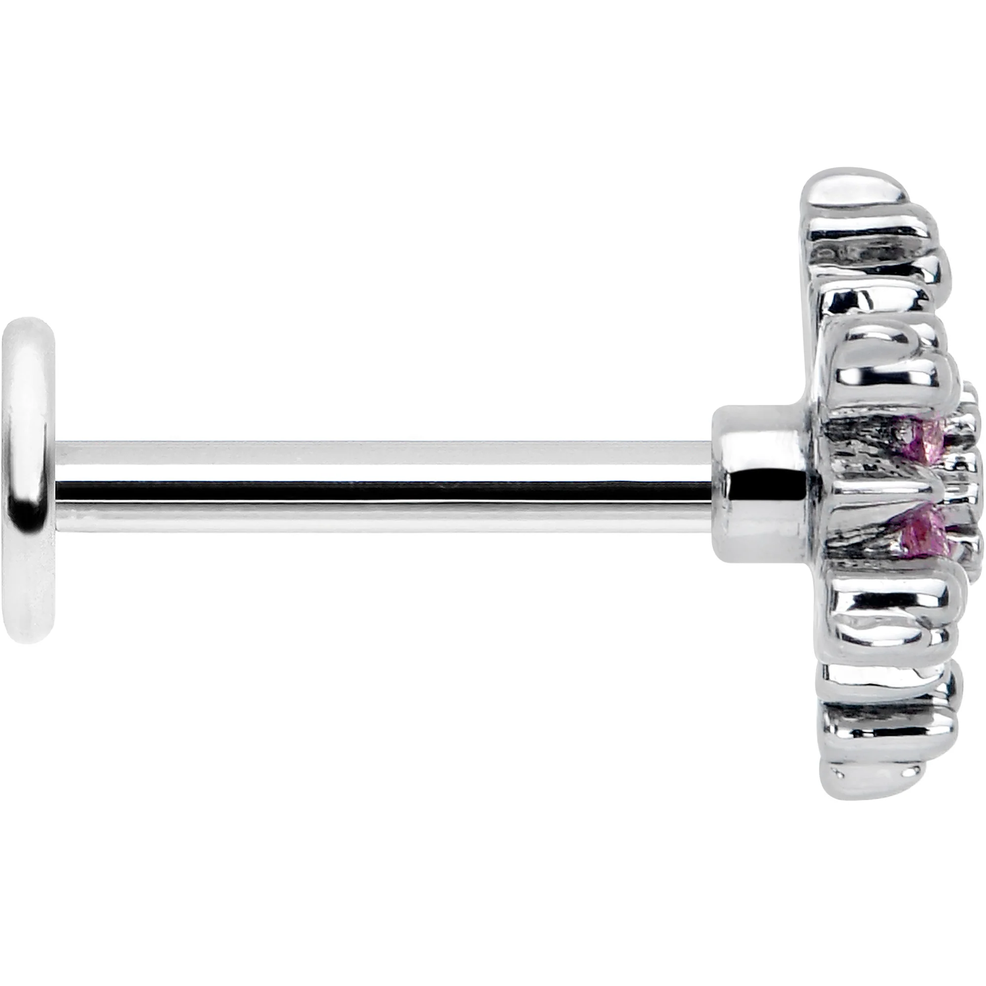 16G 5/16 Pink CZ Gem Glam Snowflake Labret Monroe Tragus - Image 4