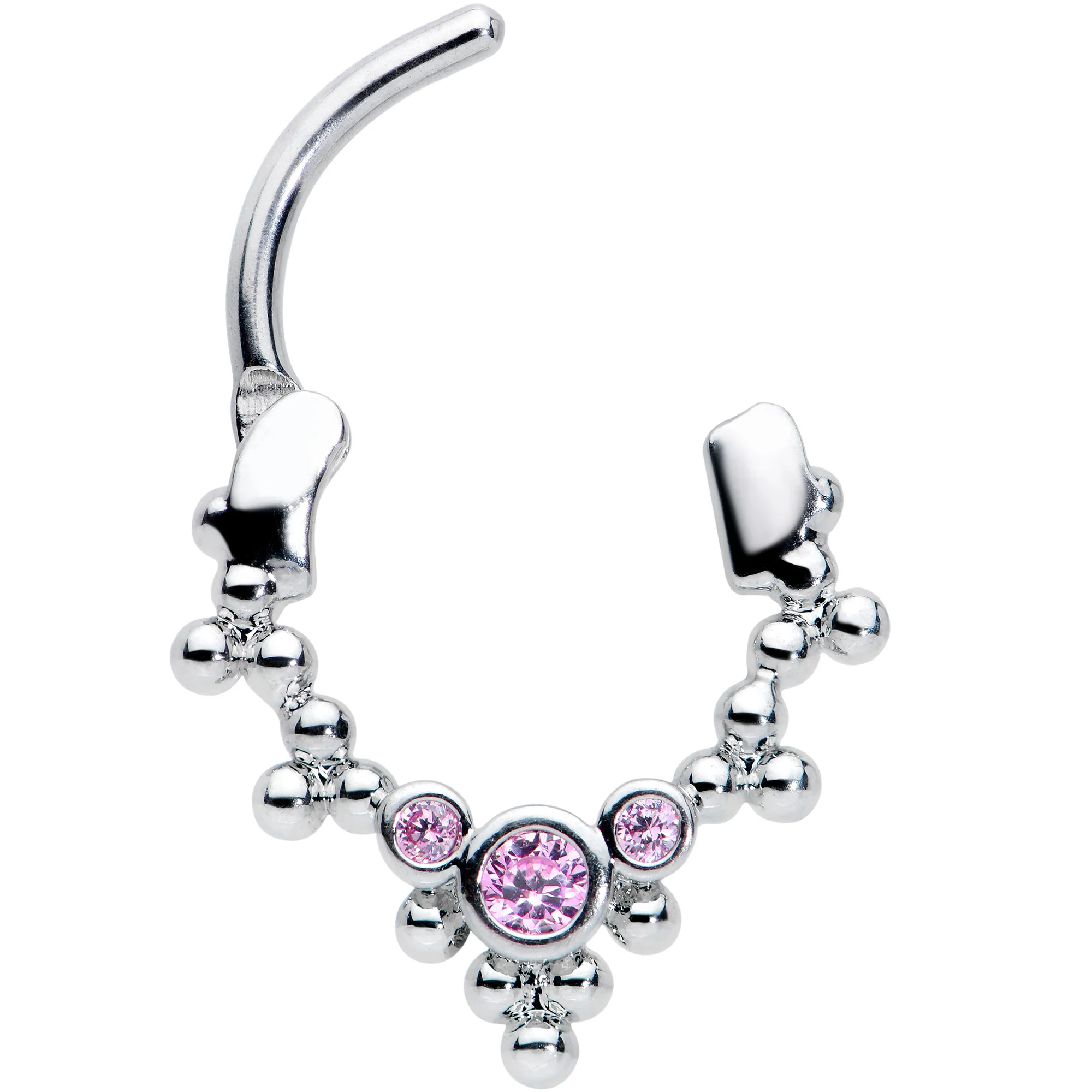 16G 5/16 Pink CZ Gem Princess Cartilage Clicker - Image 2