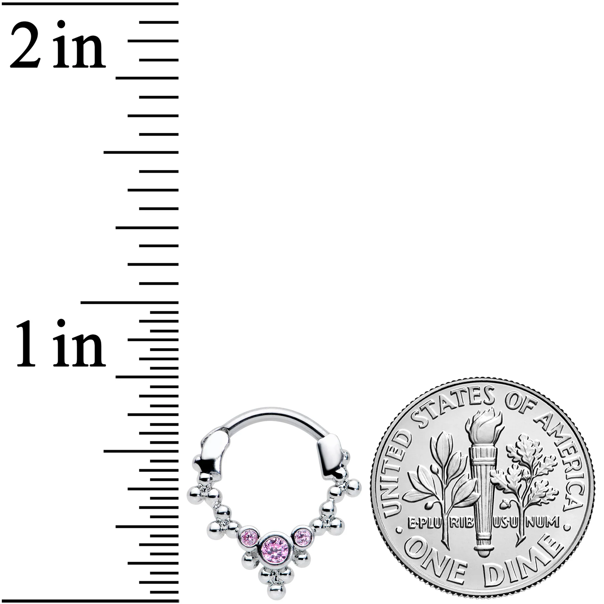 16G 5/16 Pink CZ Gem Princess Cartilage Clicker - Image 3