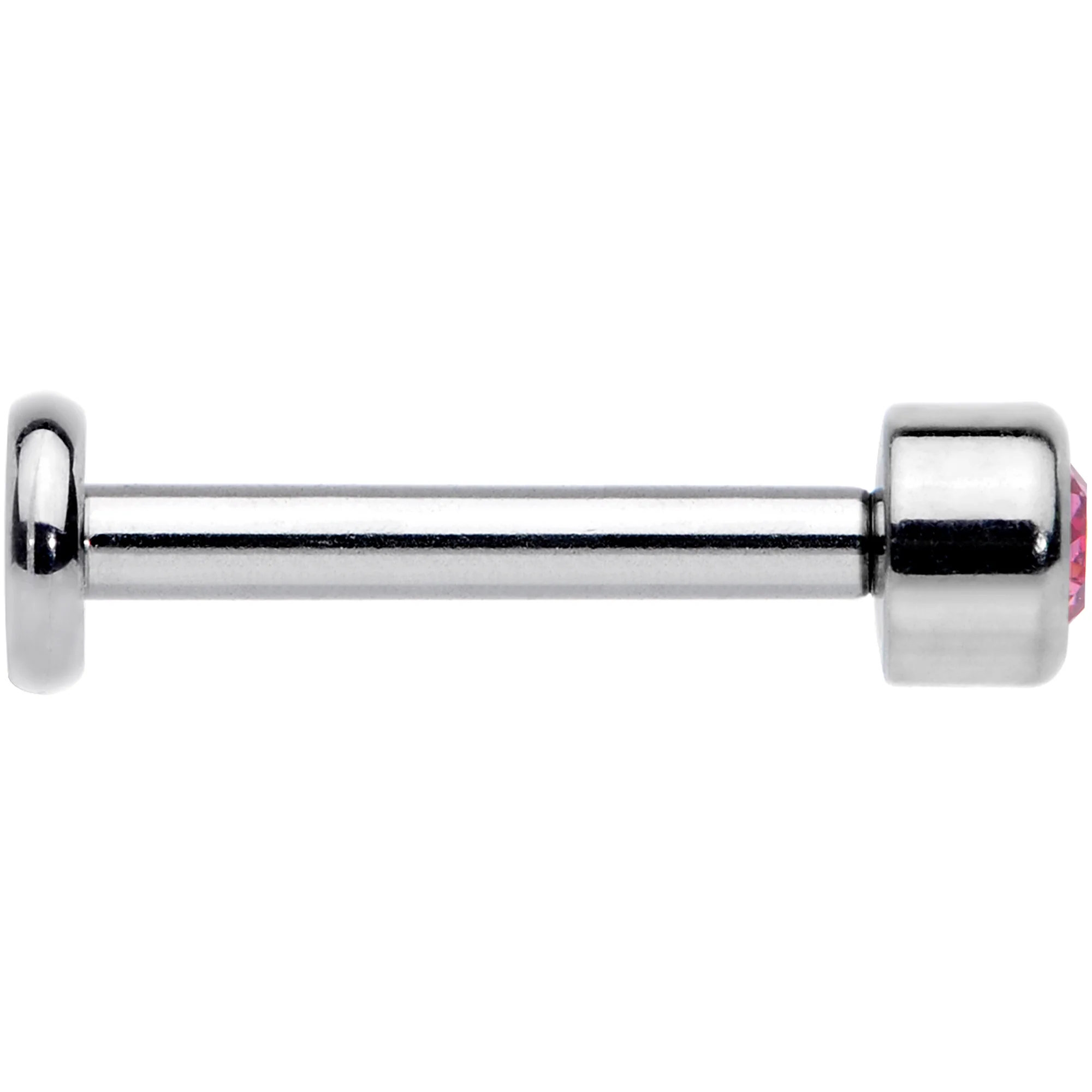 16G 5/16 Pink Gem Grade 23 Titanium Internally Threaded Labret - Image 2