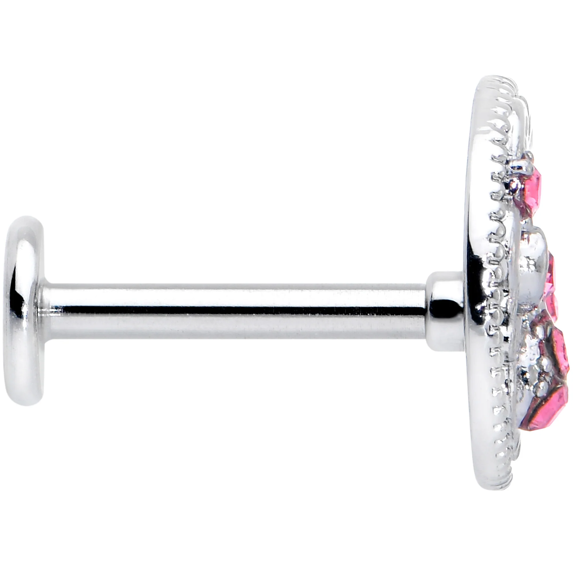 16G 5/16 Pink Gem Lunar Dragonfly Internally Threaded Labret Tragus - Image 3