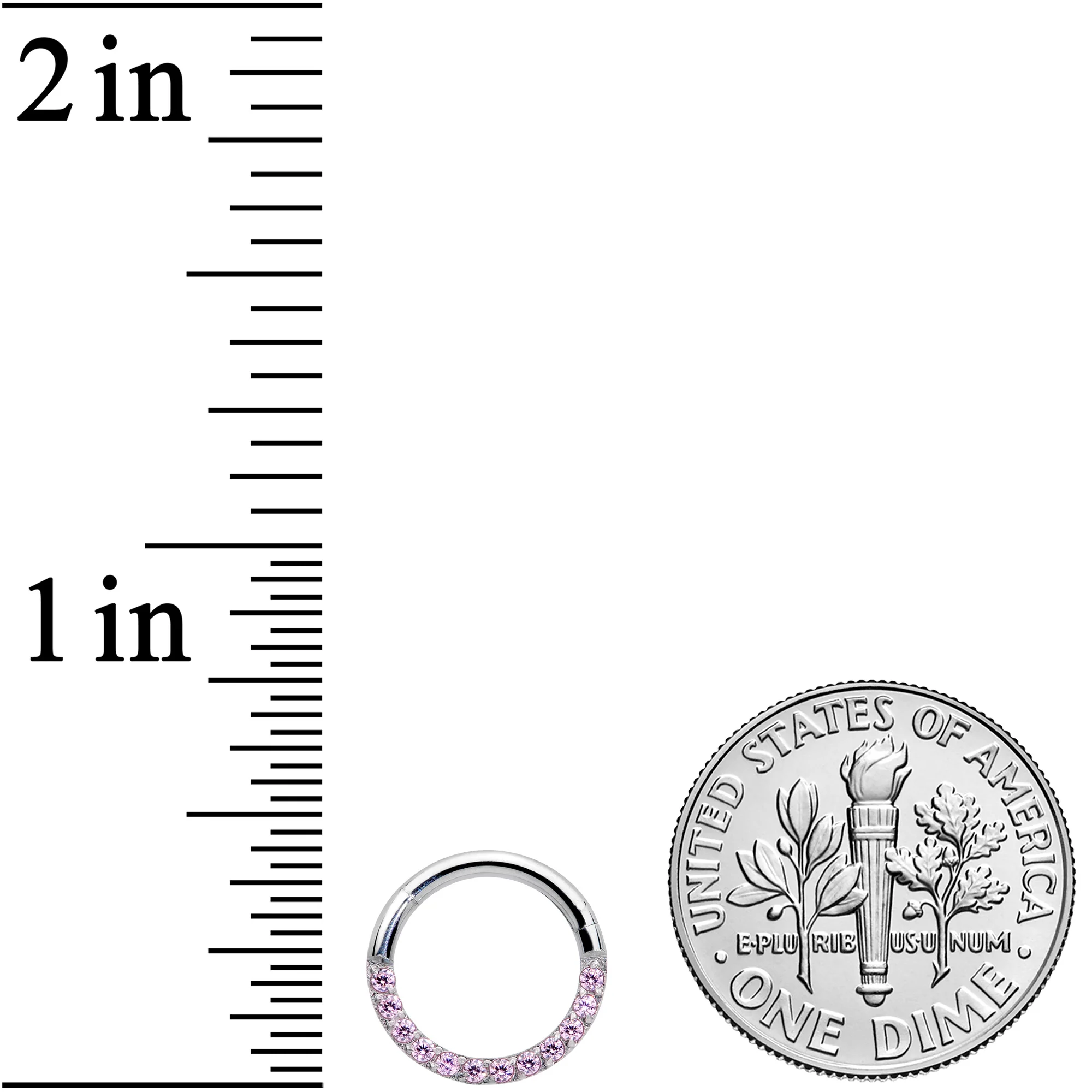16G 5/16 Pink Gem Paved Elegance Hinged Segment Ring - Image 3