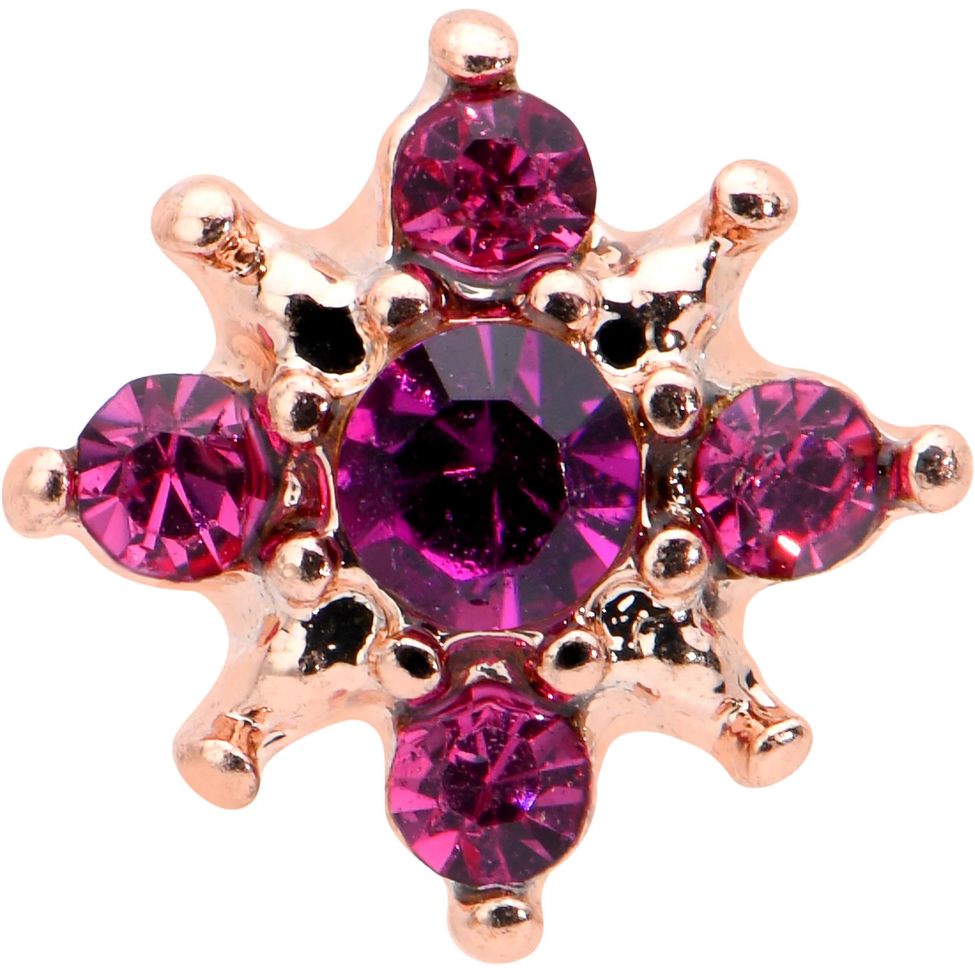 16G 5/16 Pink Gem Rose Gold Tone Sumptuous Star Labret Tragus - Image 2