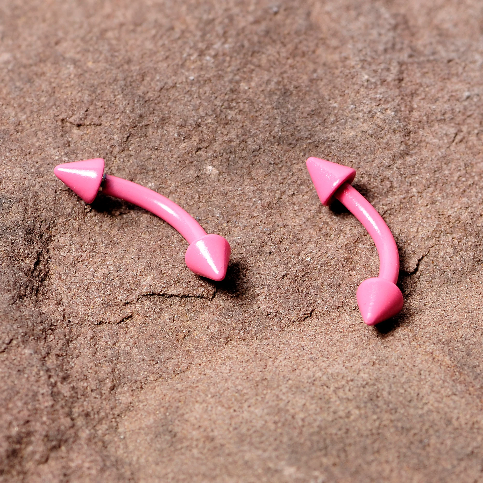 16G 5/16 Pink Glow in the Dark Cone End Curved Barbell Set of 2 - Image 3