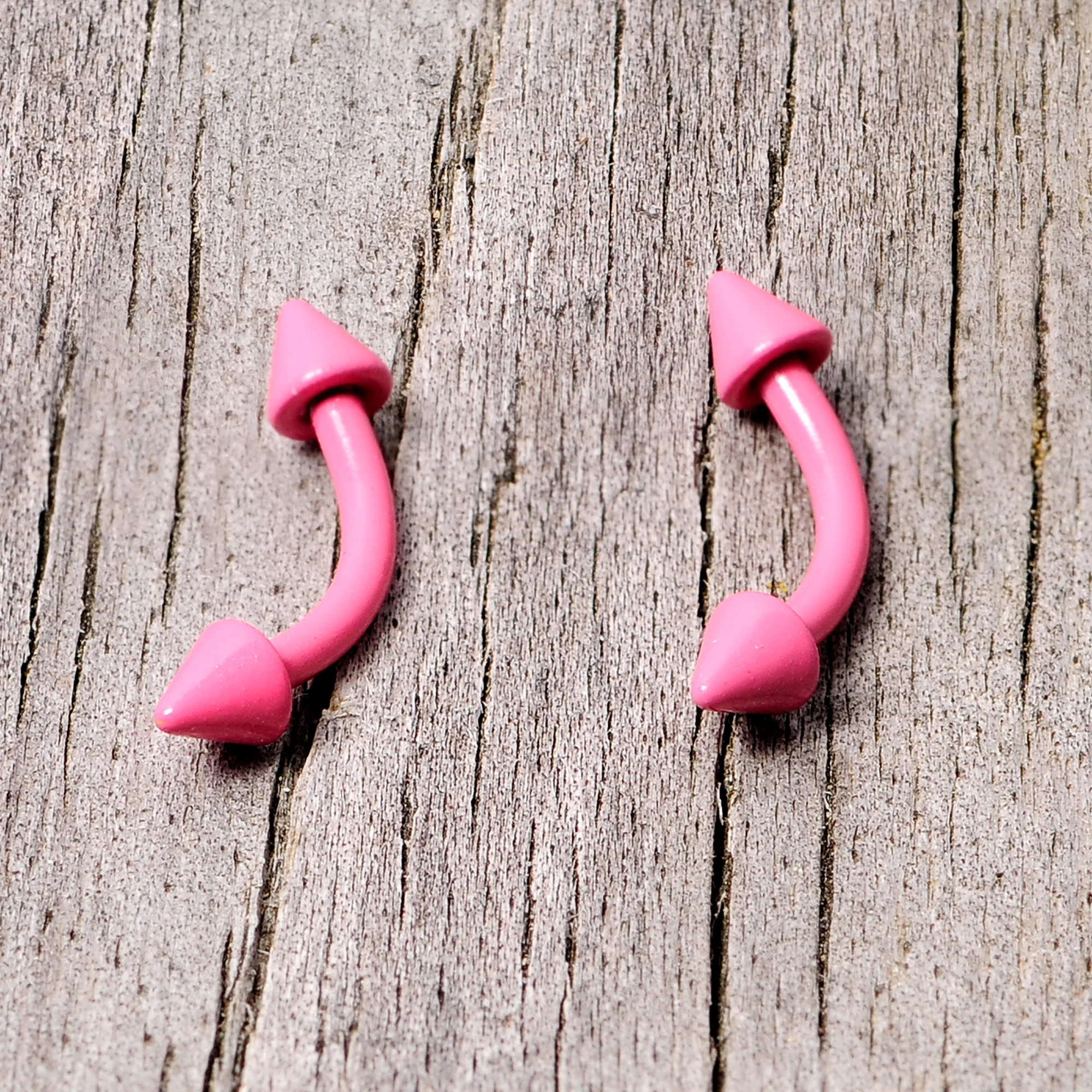 16G 5/16 Pink Glow in the Dark Cone End Curved Barbell Set of 2 - Image 4
