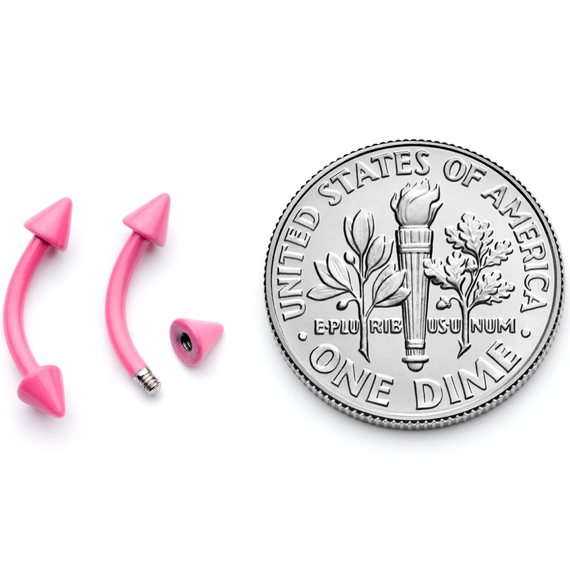 16G 5/16 Pink Glow in the Dark Cone End Curved Barbell Set of 2 - Image 5