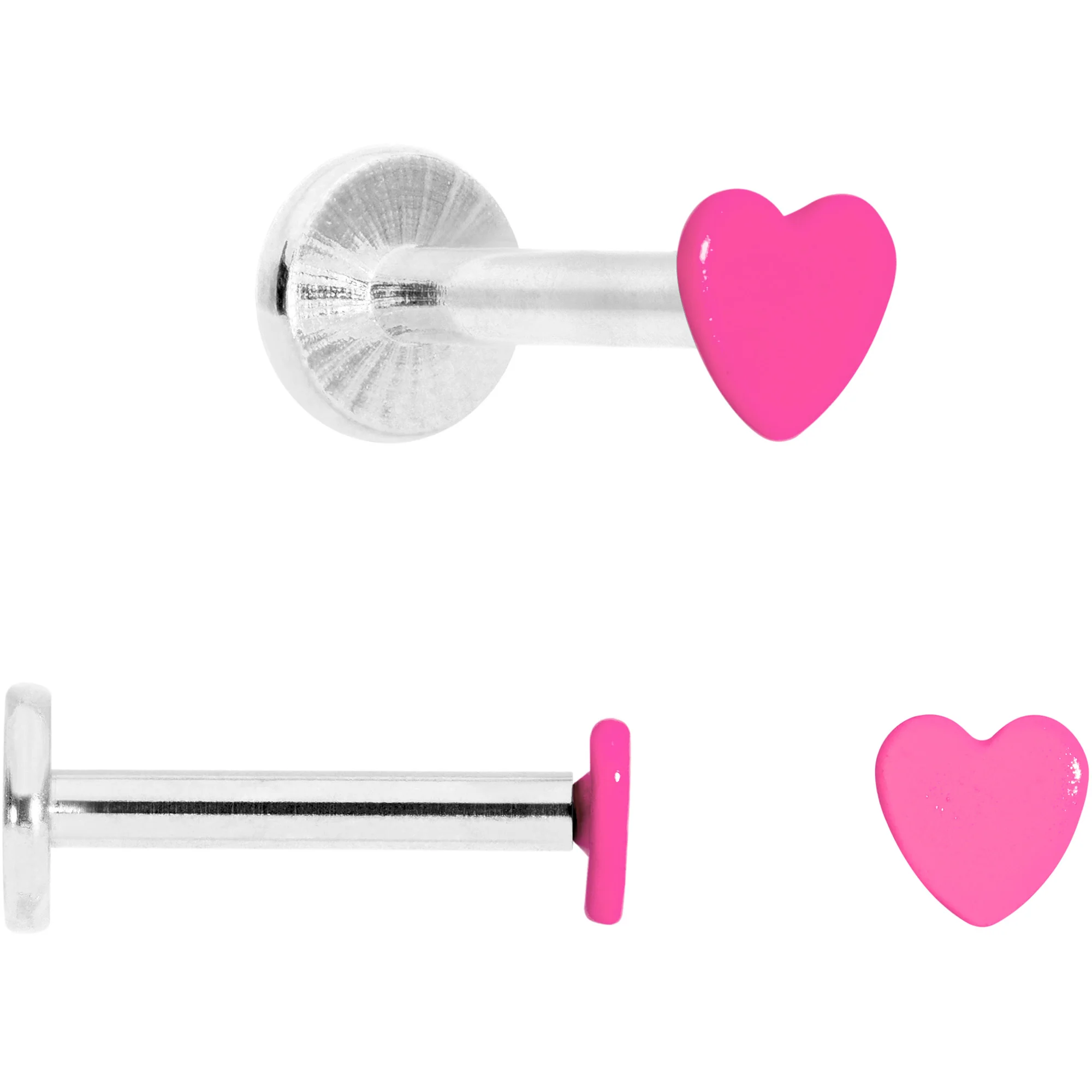 16G 5/16 Pink Glow Star Heart Labret Set of 3 - Image 4