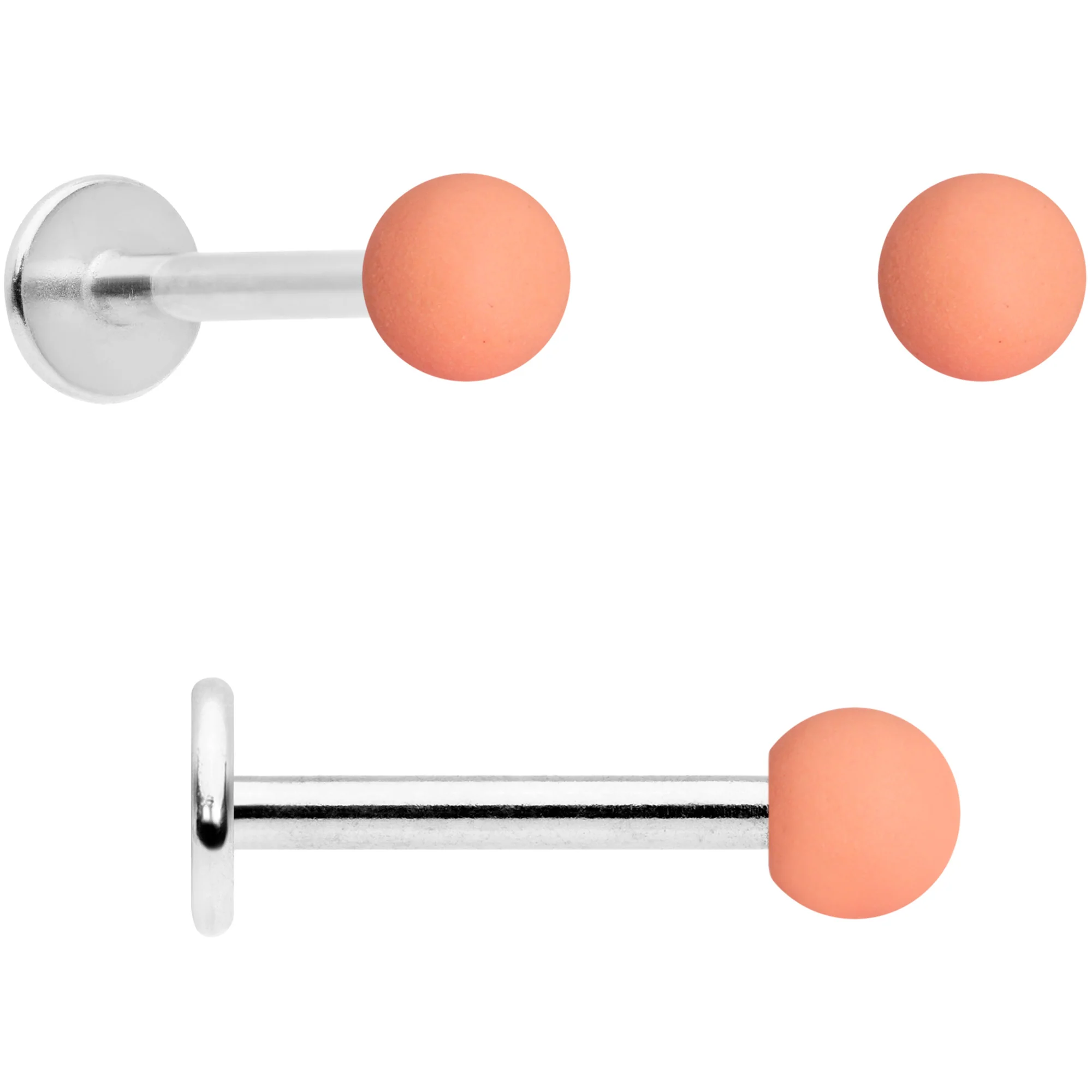 16G 5/16 Pink Peach Matte Labret Monroe Tragus Set of 4 - Image 3