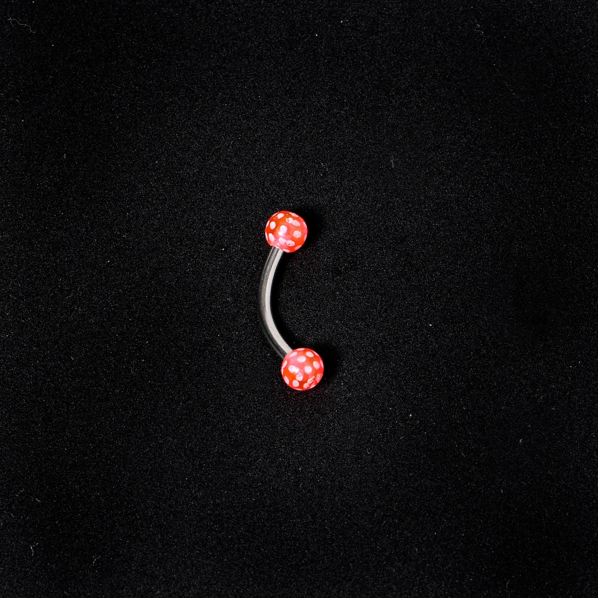 16G 5/16 Pink Polka Dot UV Reactive Acrylic Ball Curved Barbell - Image 5