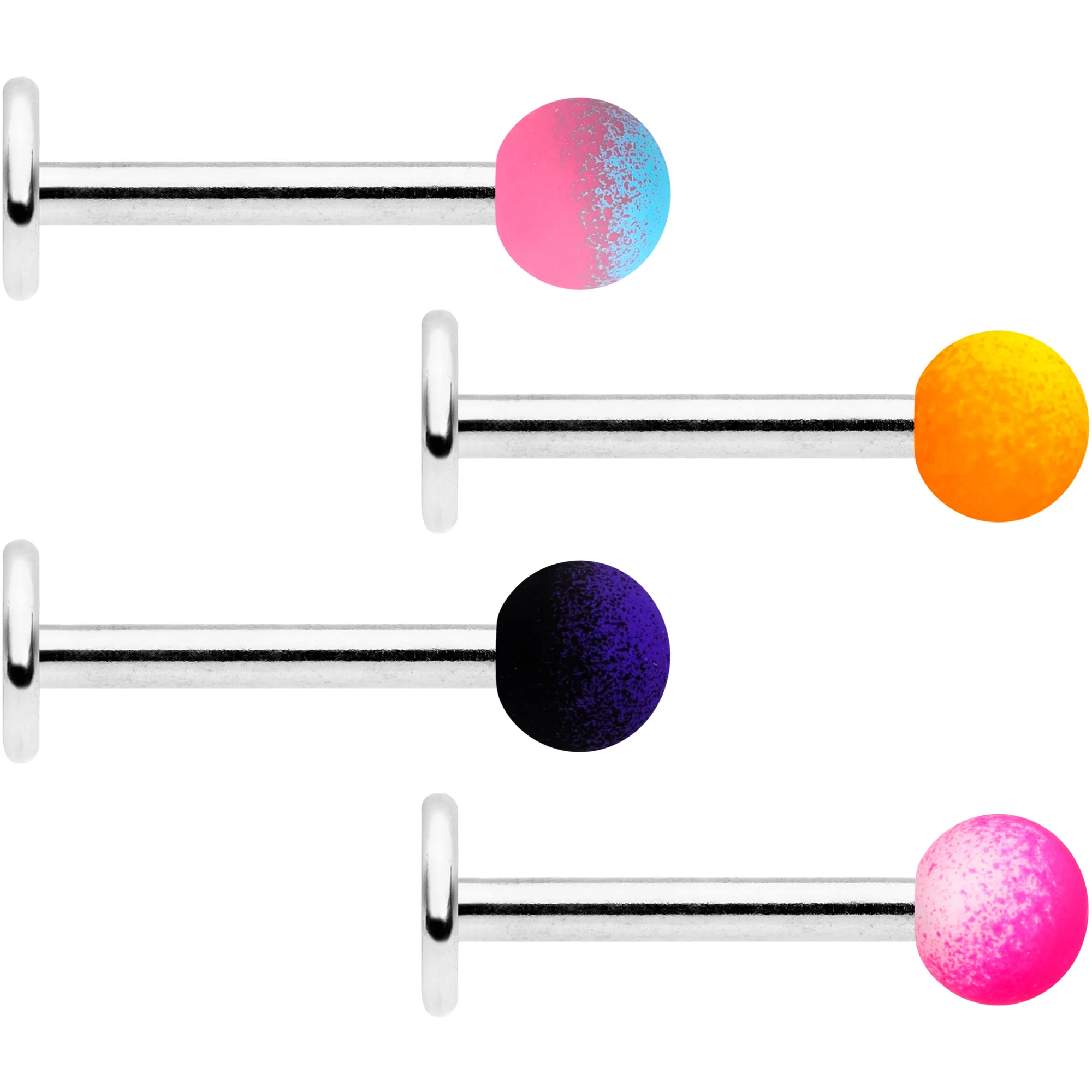 16G 5/16 Pink Yellow Blue Ombre Soft Finish Labret Tragus Set of 4 - Image 2