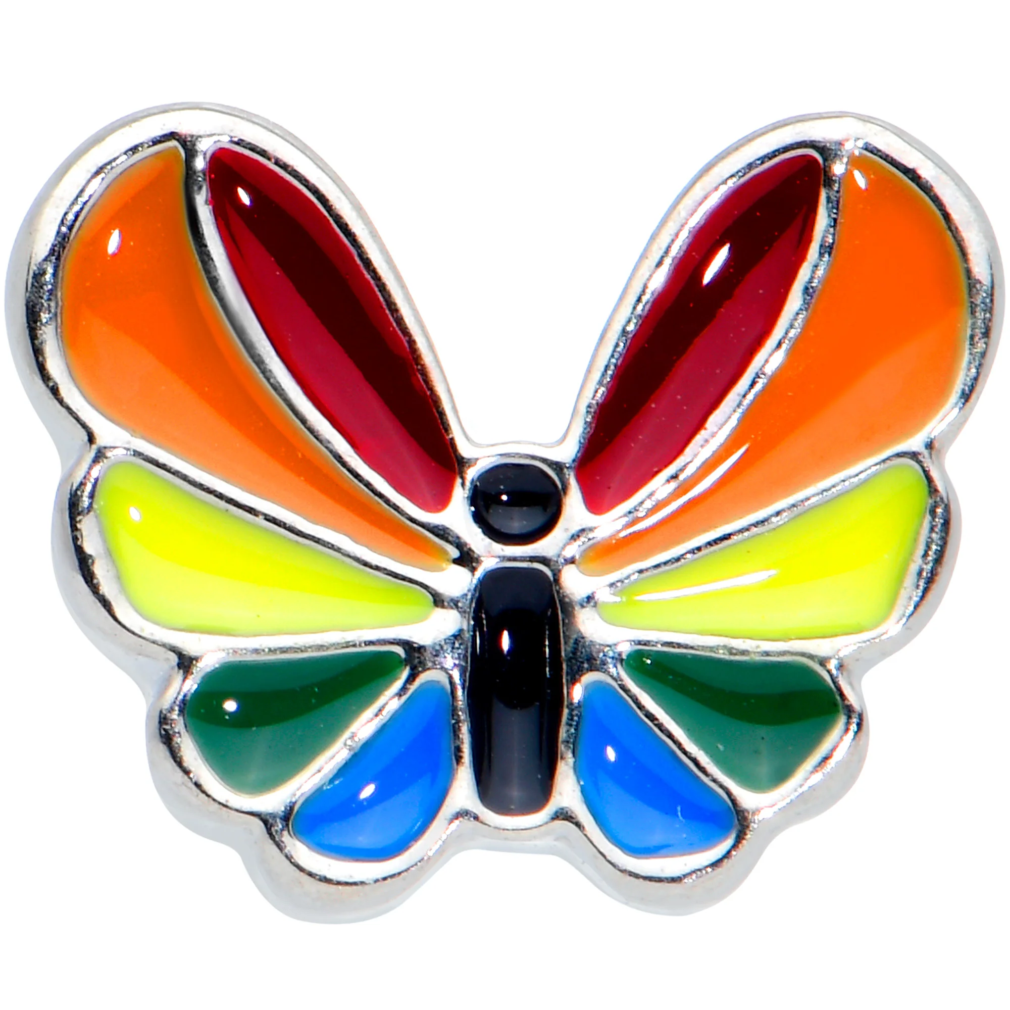 16G 5/16 Pride Rainbow Stripes Butterfly Labret Monroe Tragus - Image 2