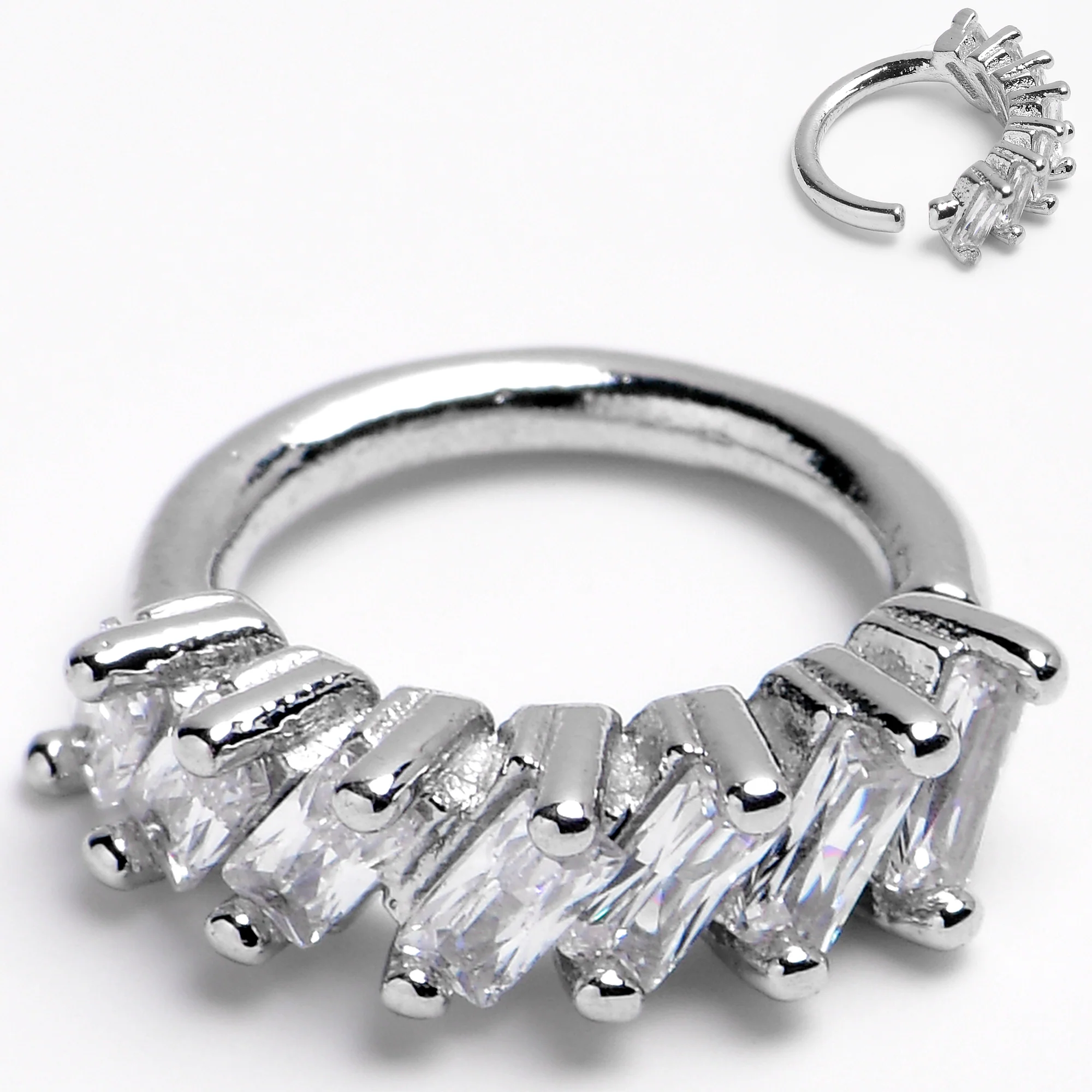 16G 5/16 Princess Cubic Zirconia Bendable Hoop