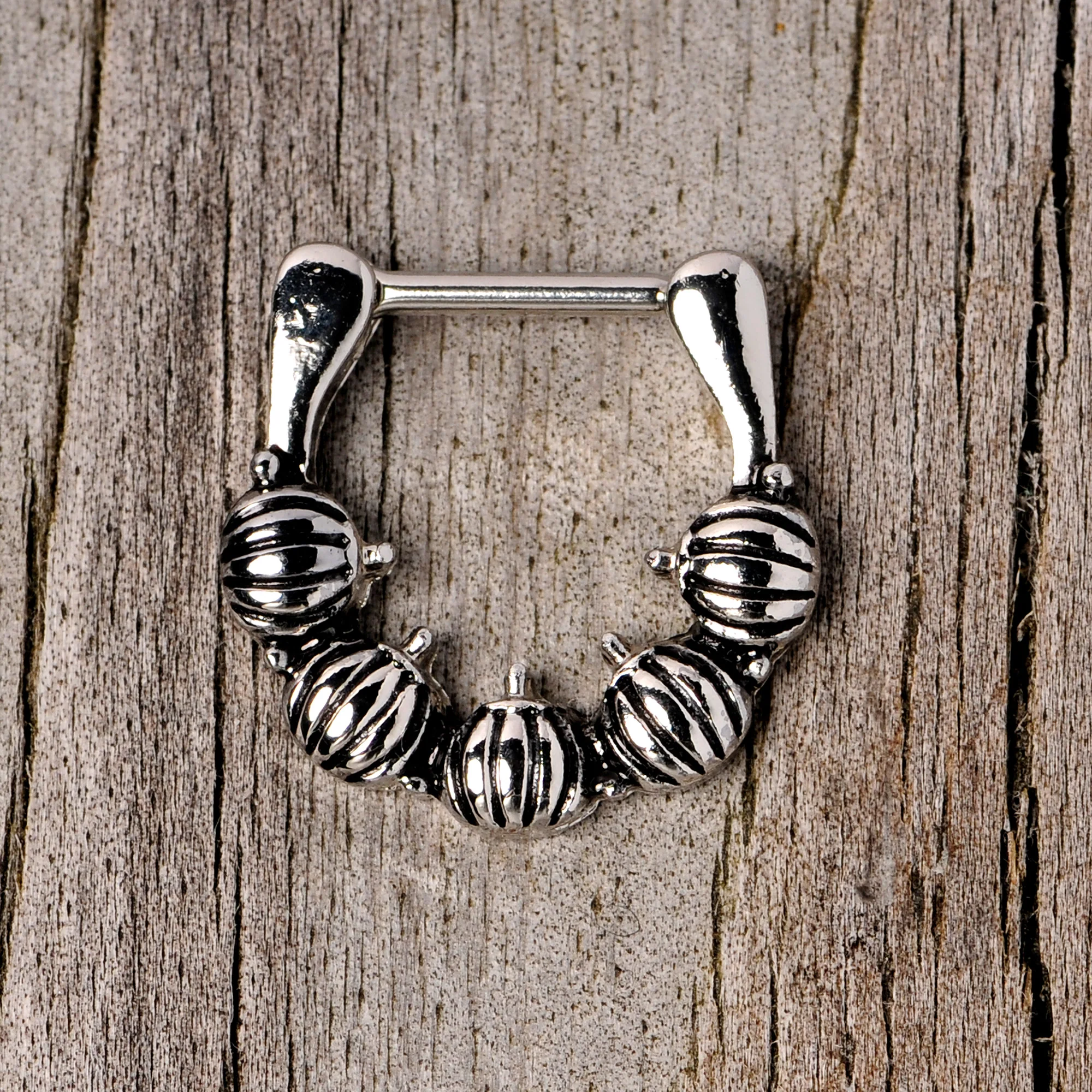 16G 5/16 Pumpkin Patch Halloween Septum Clicker - Image 6