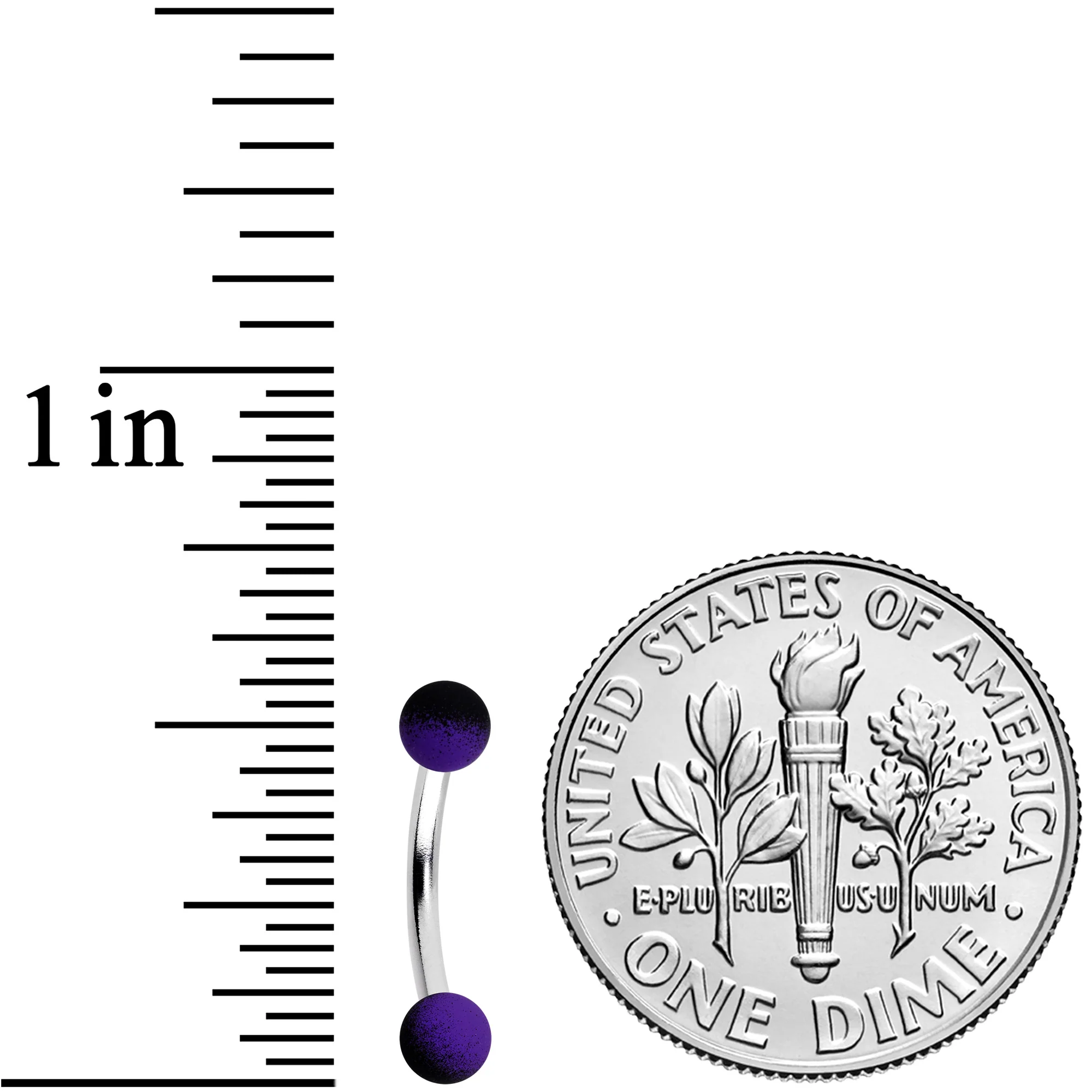 16G 5/16 Purple Black Ombre Soft Finish Curved Eyebrow Ring - Image 2