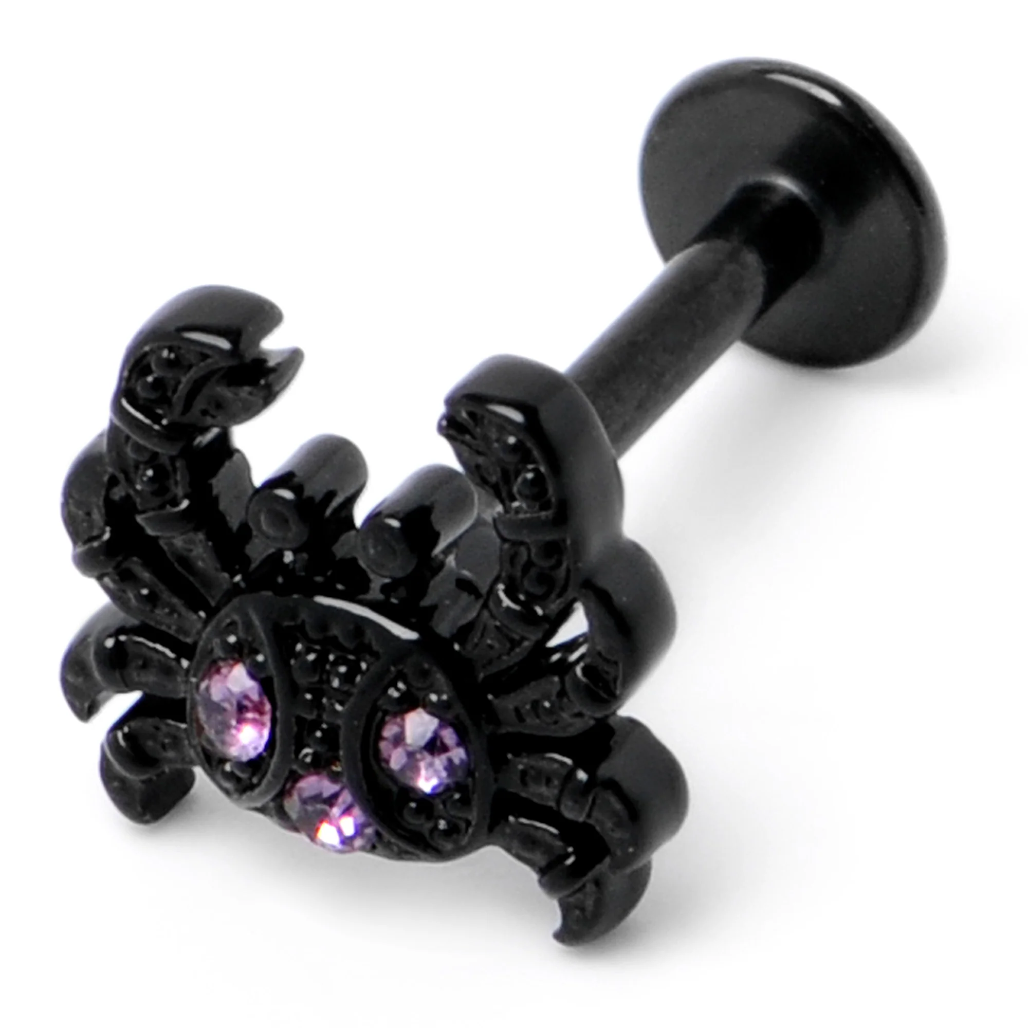 16G 5/16 Purple Gem Black Chic Crab Labret Monroe Tragus - Image 5