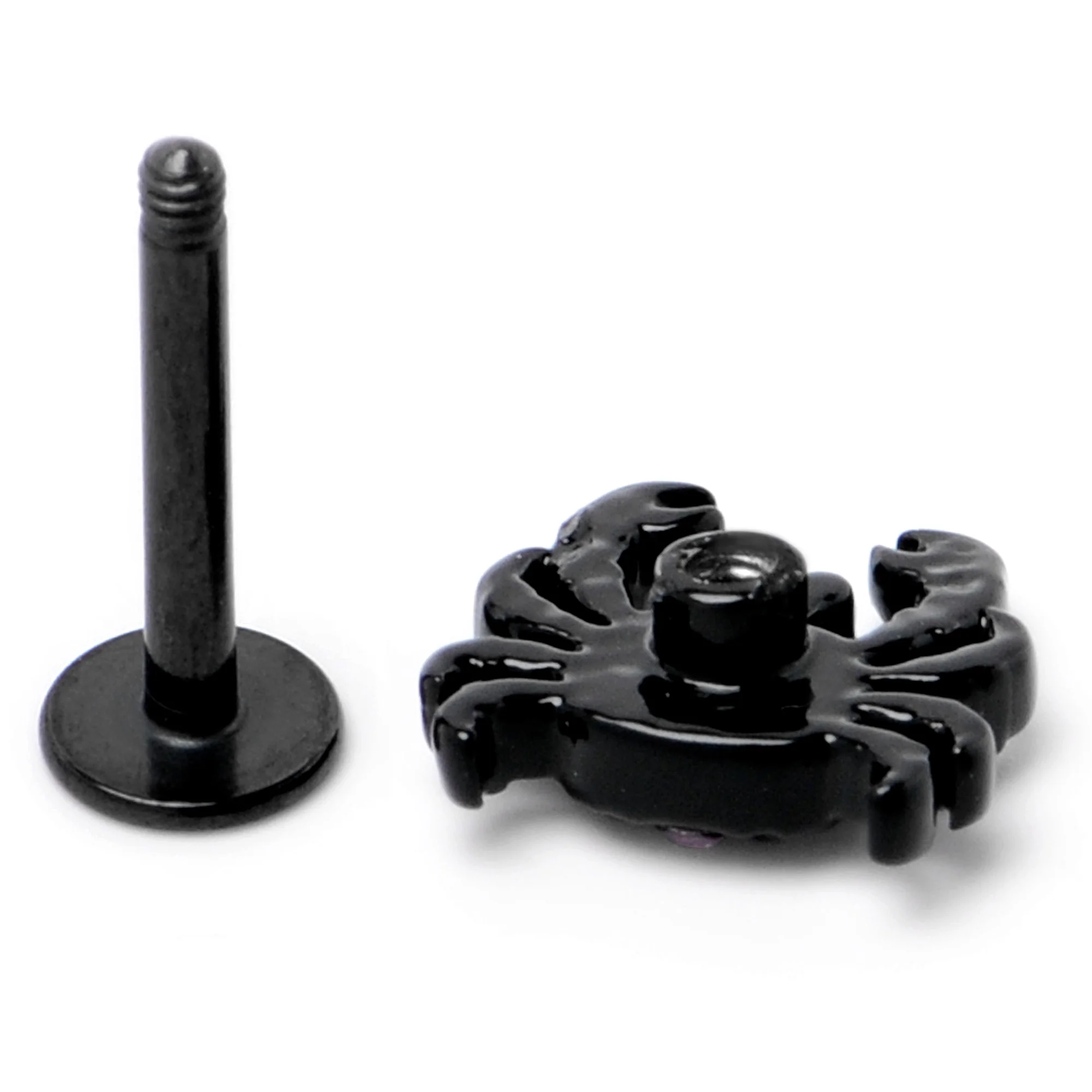16G 5/16 Purple Gem Black Chic Crab Labret Monroe Tragus - Image 6